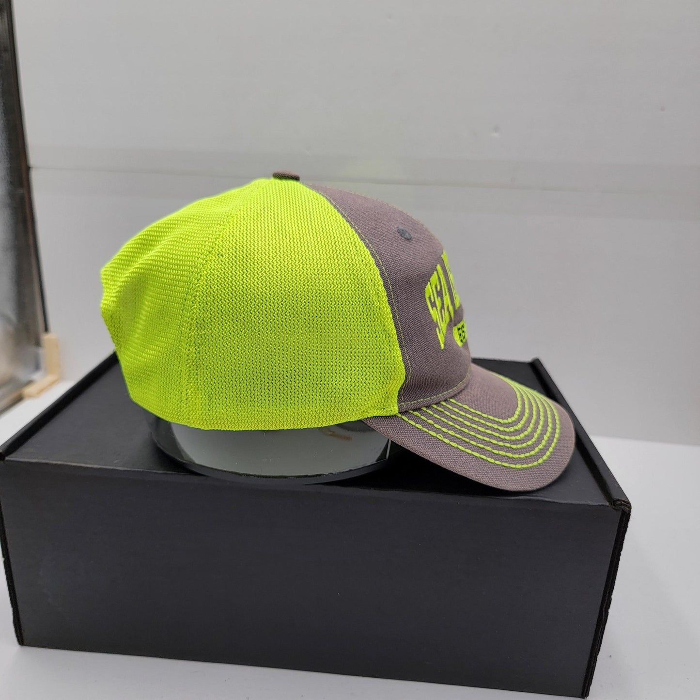 Sea Isle City Hat Cap Snap Back Gray Neon Yellow Mesh Trucker Embroidered Mens4