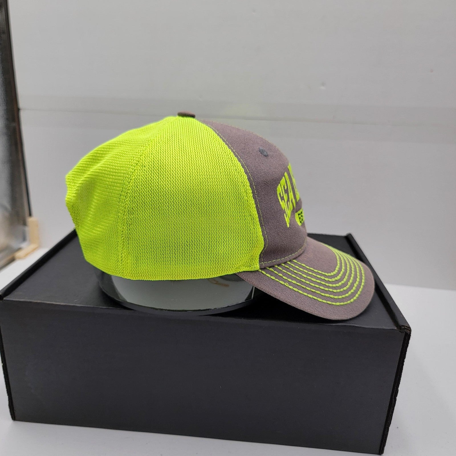 Sea Isle City Hat Cap Snap Back Gray Neon Yellow Mesh Trucker Embroidered Mens4
