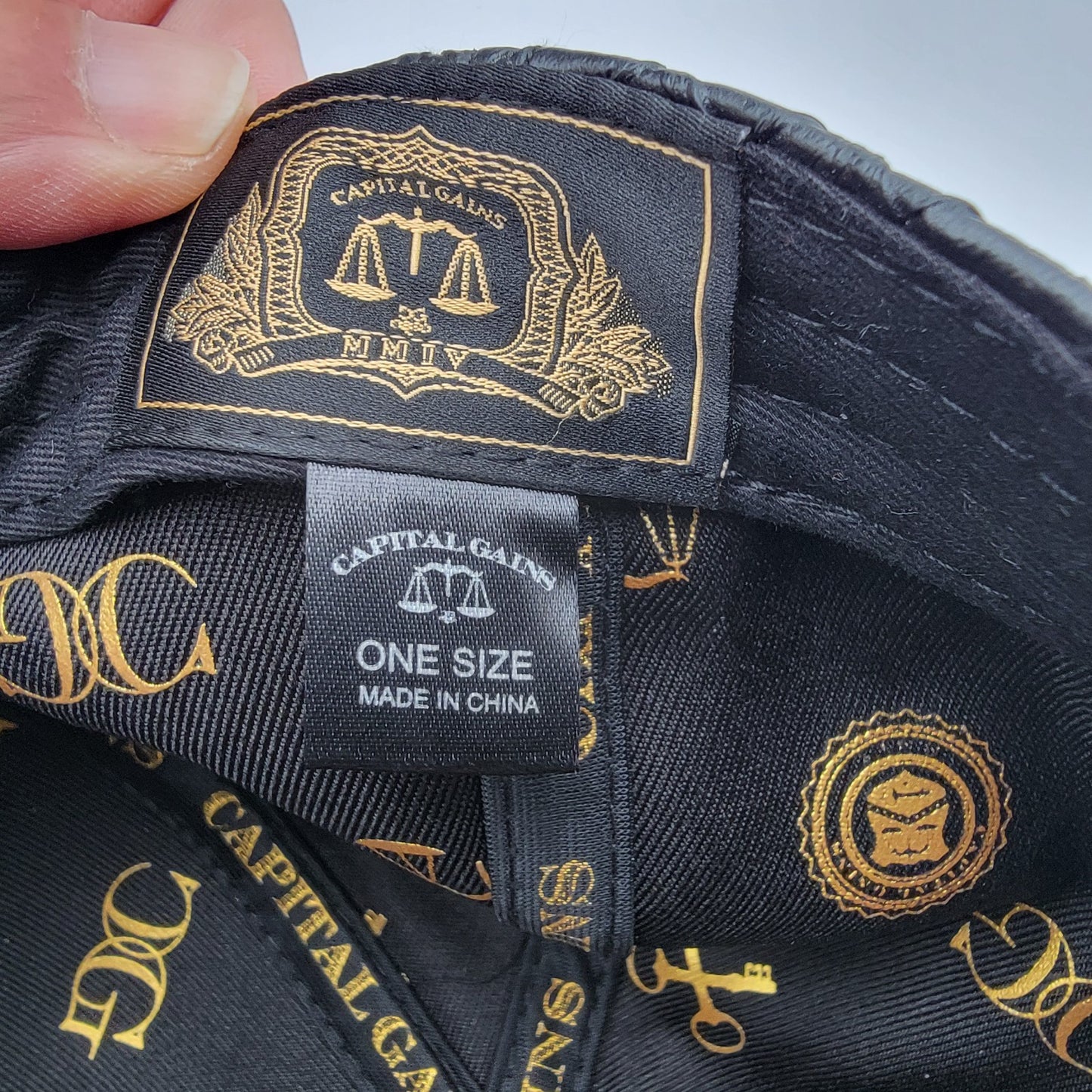 Capital Gains Black Woven Backpack + Strapback Hat Bundle NWT Gold Logo15