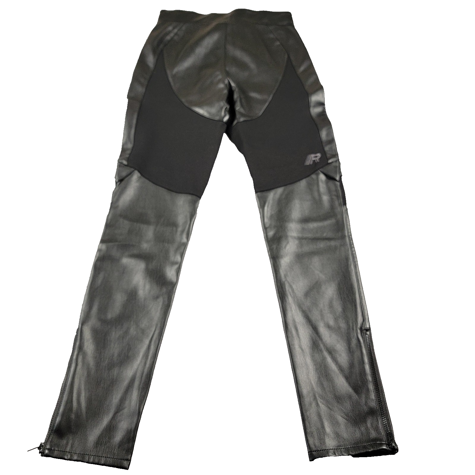Smoke Rise Red Team Pants Women Medium Black Faux Leather Moto Stretch New