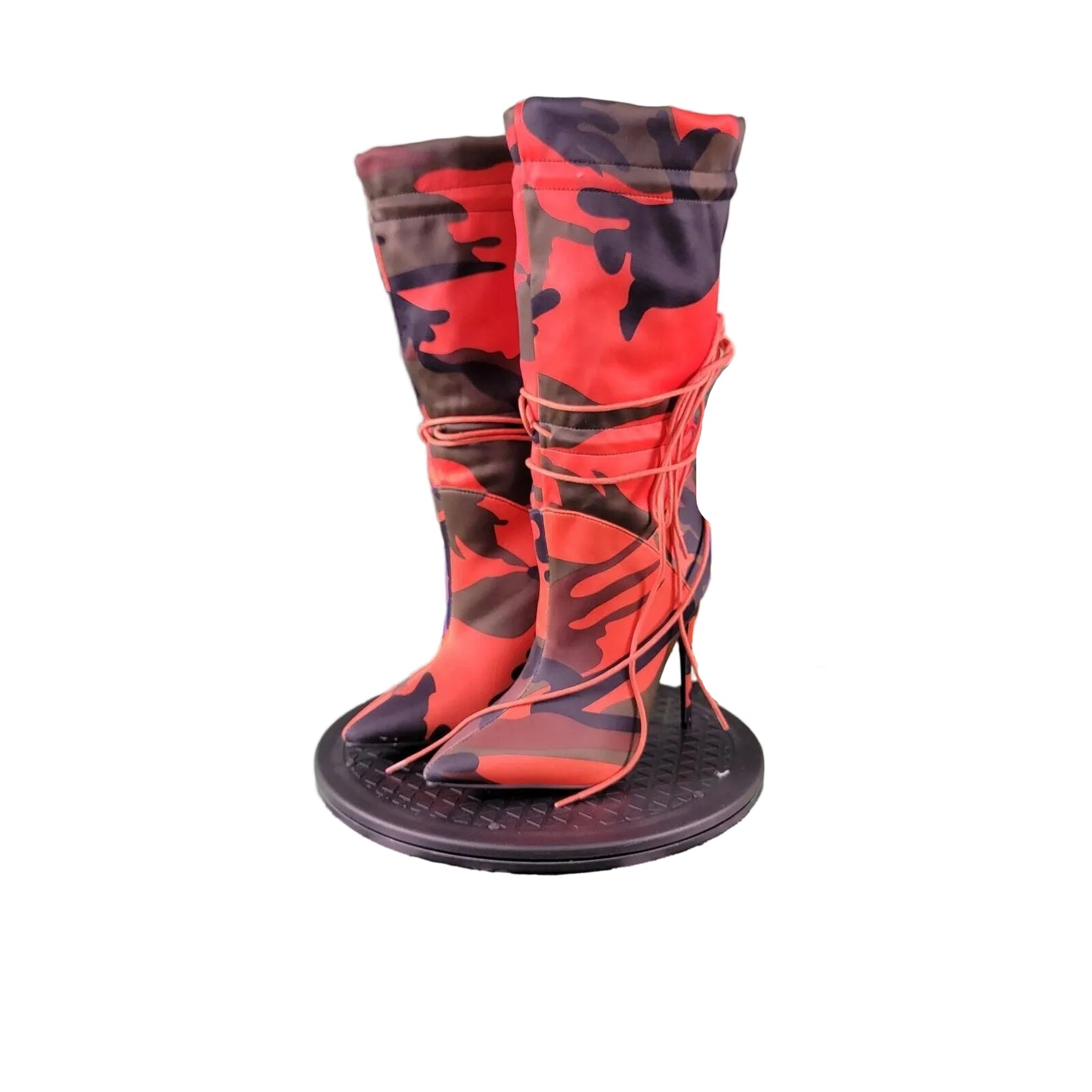 Camouflage Women’s Stilettos Ankle Boots (Slouch) Red/Green/Black/Brown Size 80
