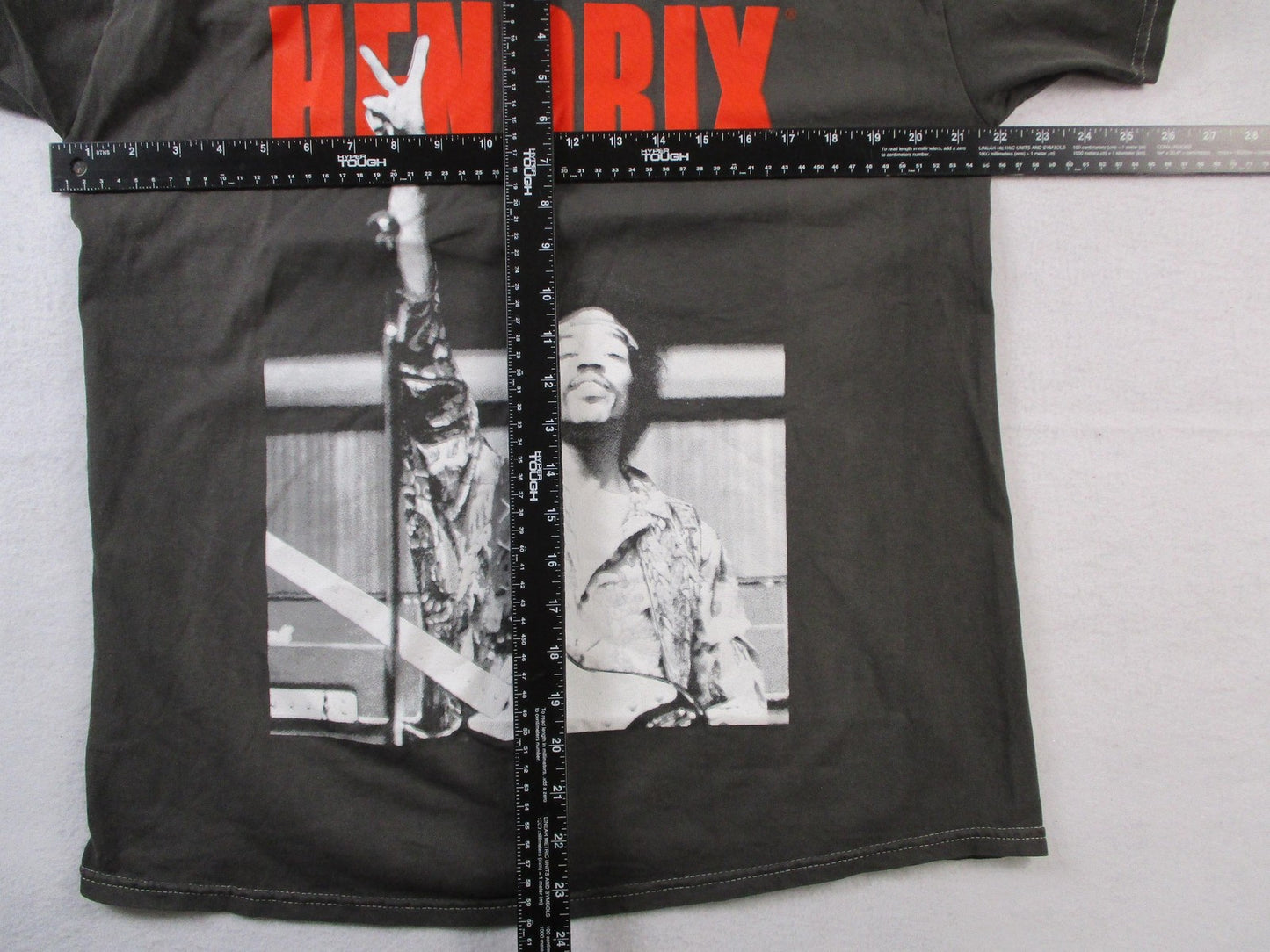 Authentic Hendrix Shirt Men Medium Gray Photo Graphic Rock Music Tee Guitar 15094