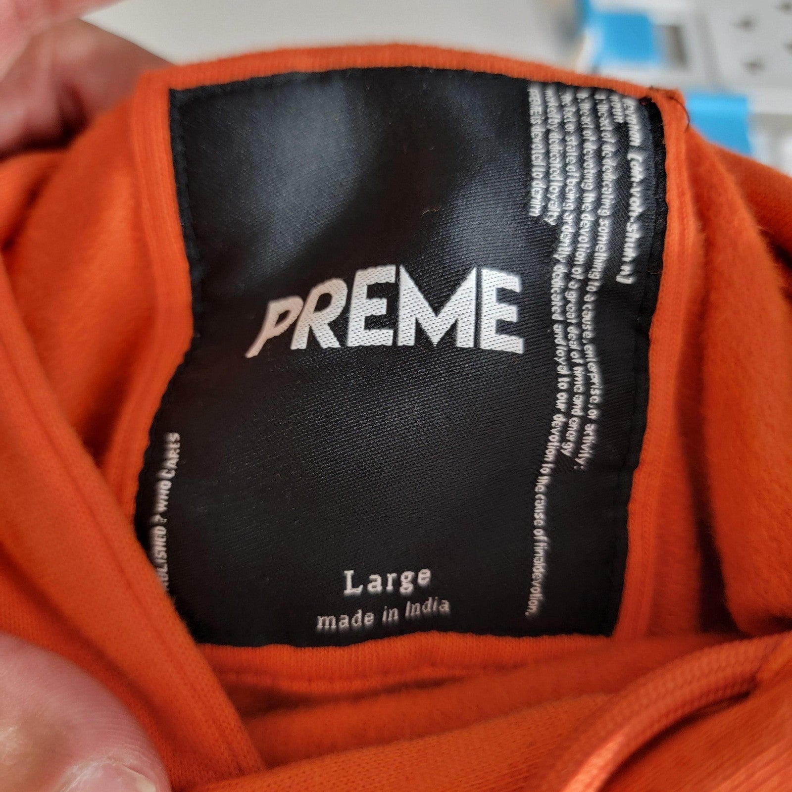 Preme Hoodie Orange Mens Large Lead The Way Butterfly Embroidered Pullover