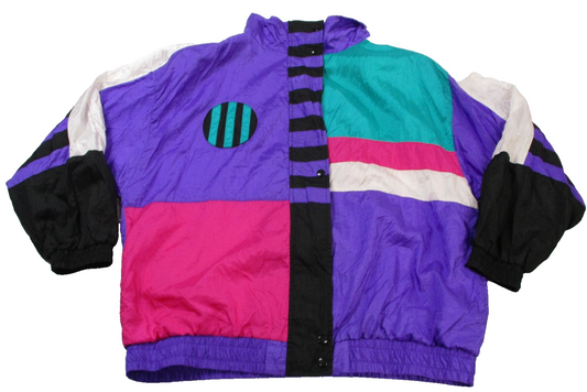 Vintage Bi Gear Sport Tracksuit Set Womens 20W Purple Colorblock Nylon 80s 16490
