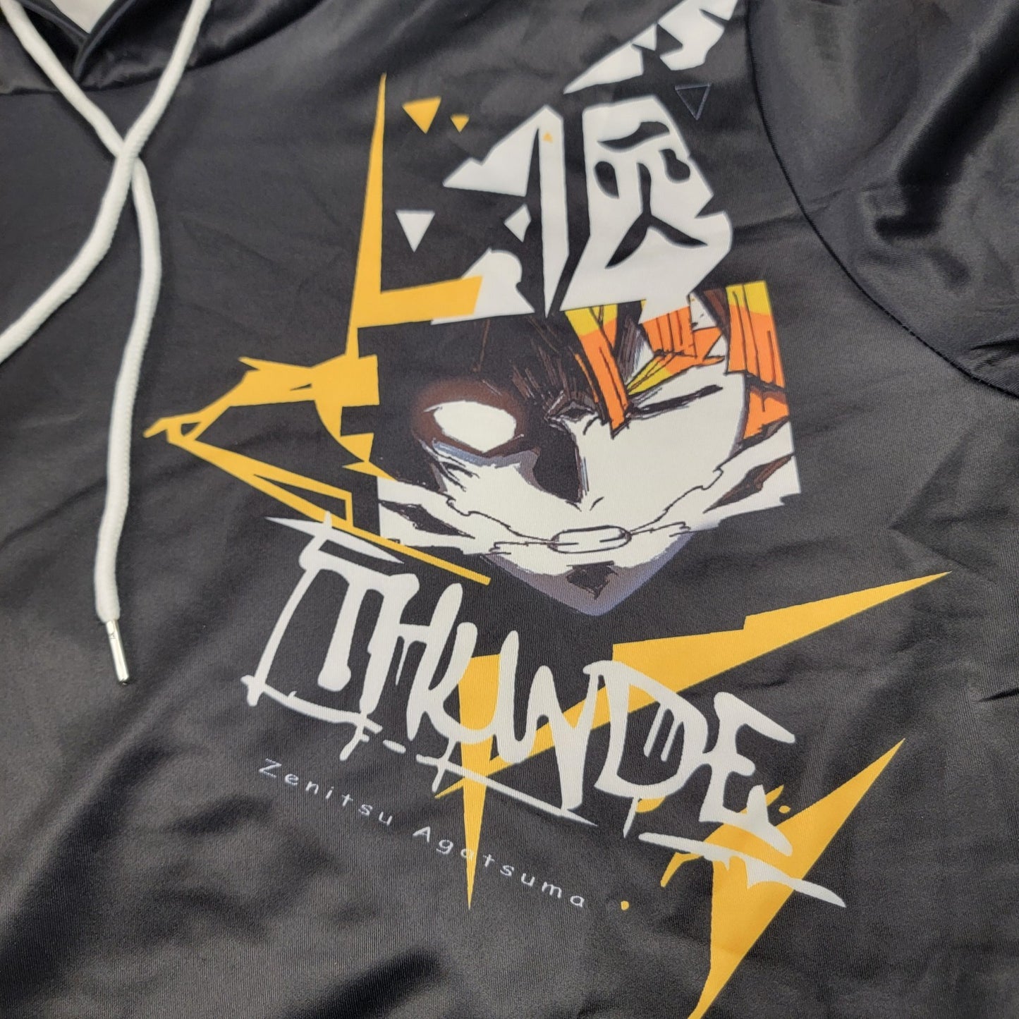 Zenitsu Agatsuma Thunder Hoodie Demon Slayer Anime Graphic Pullover XL Black 7112