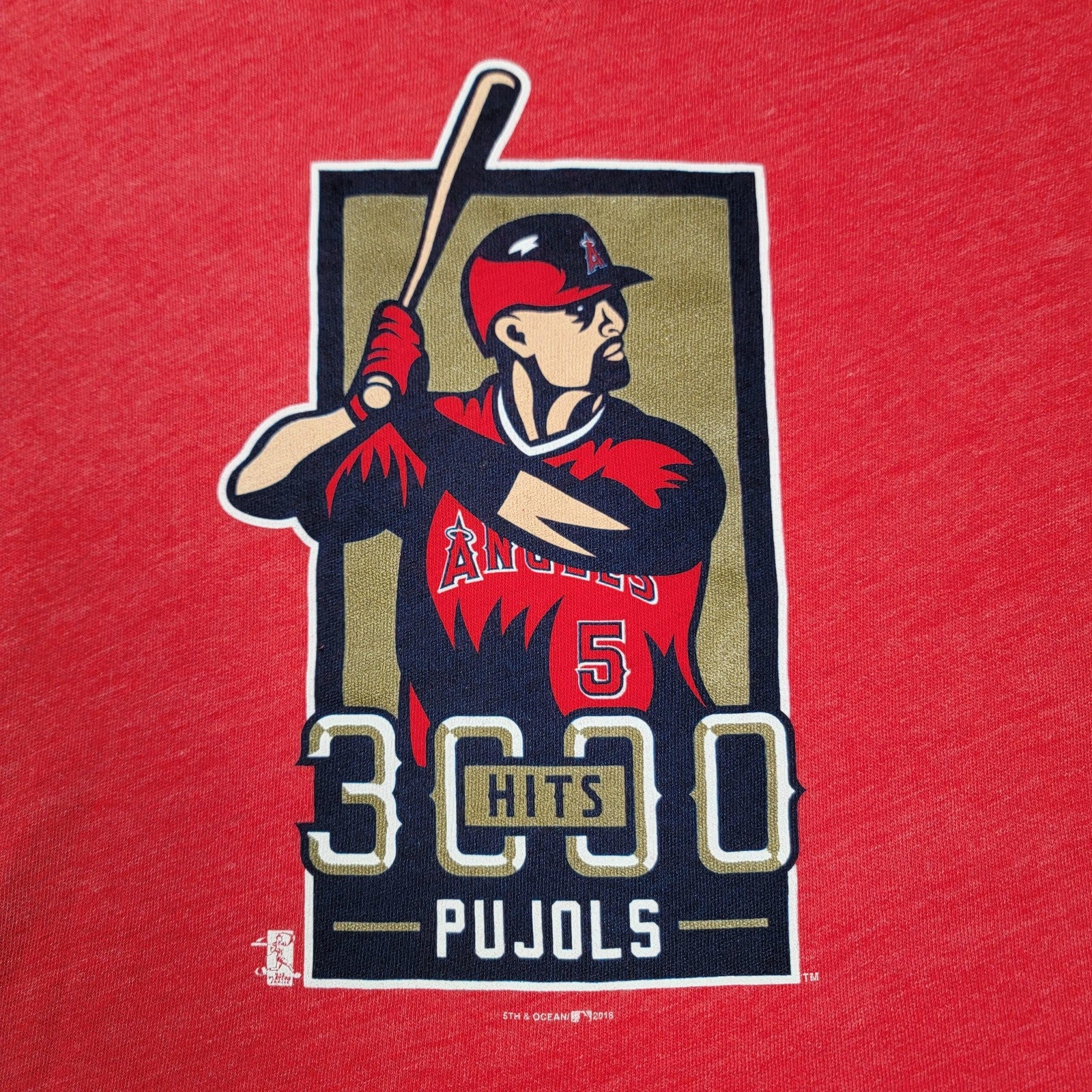 Los Angeles Angels Shirt Women Lg Red MLB Baseball Pujols 3000 Hits New Era 10014
