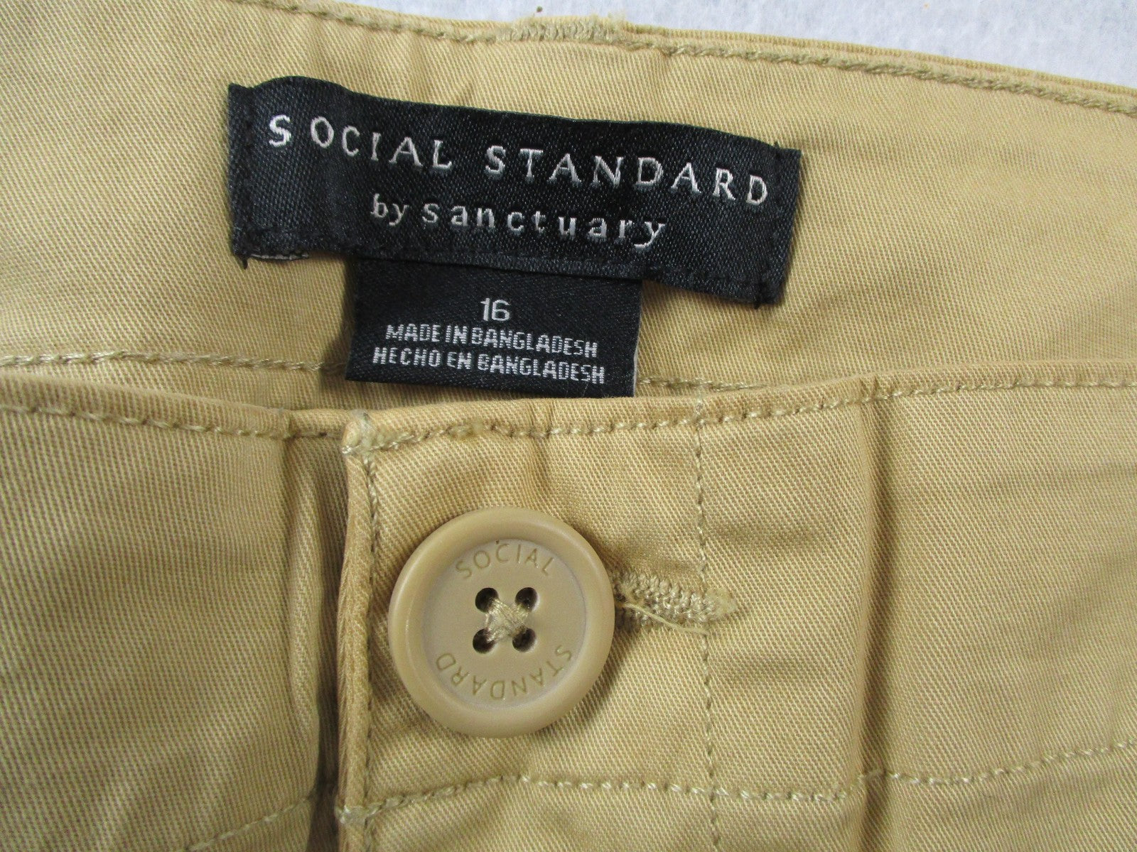 Social Standard By Sanctuary Pants Women 16 Tan Juliet Crop High Rise Twill 14411
