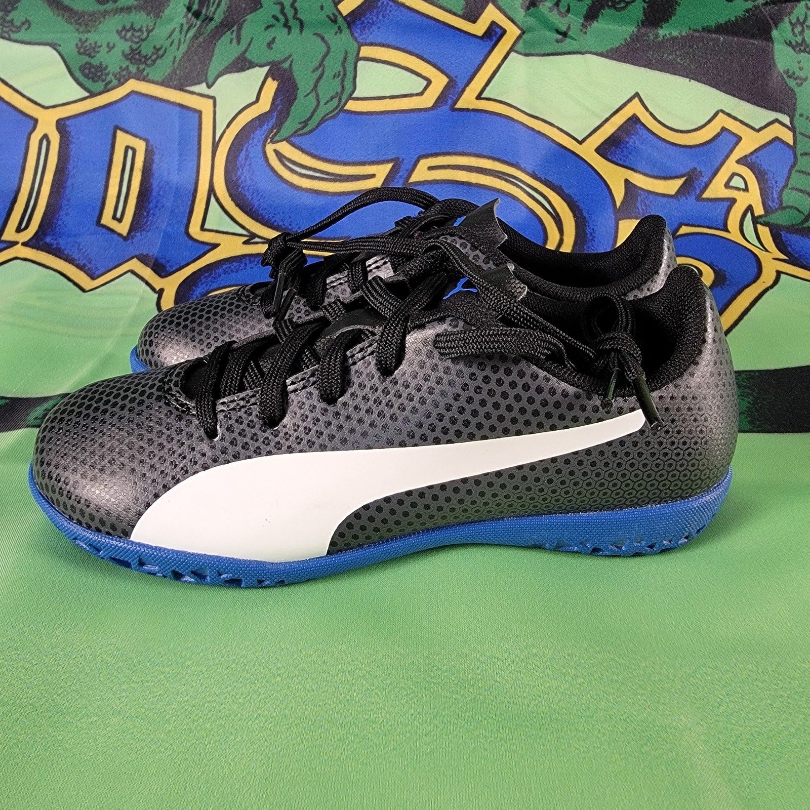 Puma Spirit IT Junior Indoor Soccer Shoes Sz 13C Black/White1