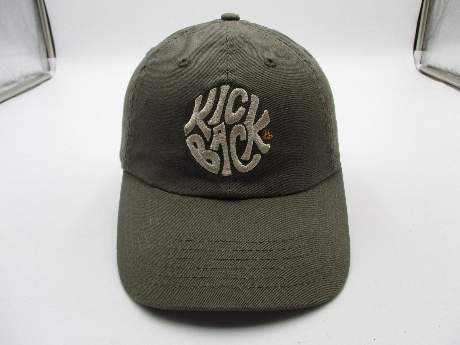 Kick Back Hat Cap Strap Back Mens One Size Green Embroidered Dad Baseball Twill0