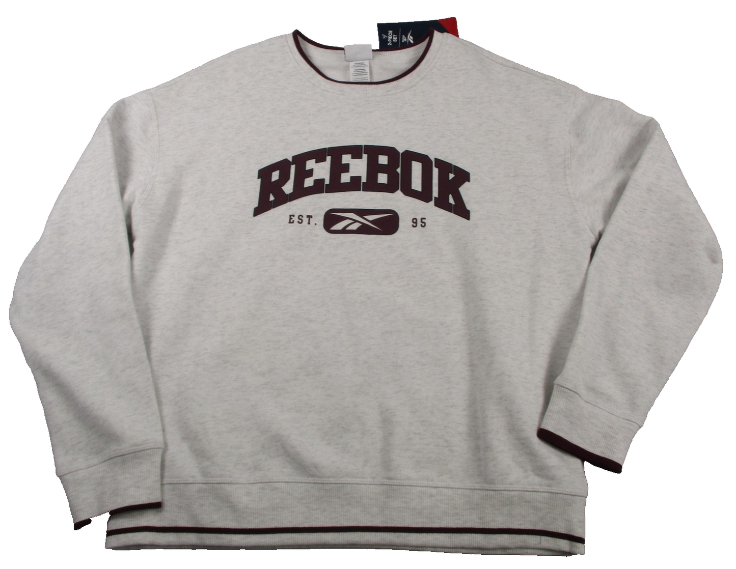 Reebok Varsity Summer Crewneck Short Set Womens L Gray Fleece Egret 131313151