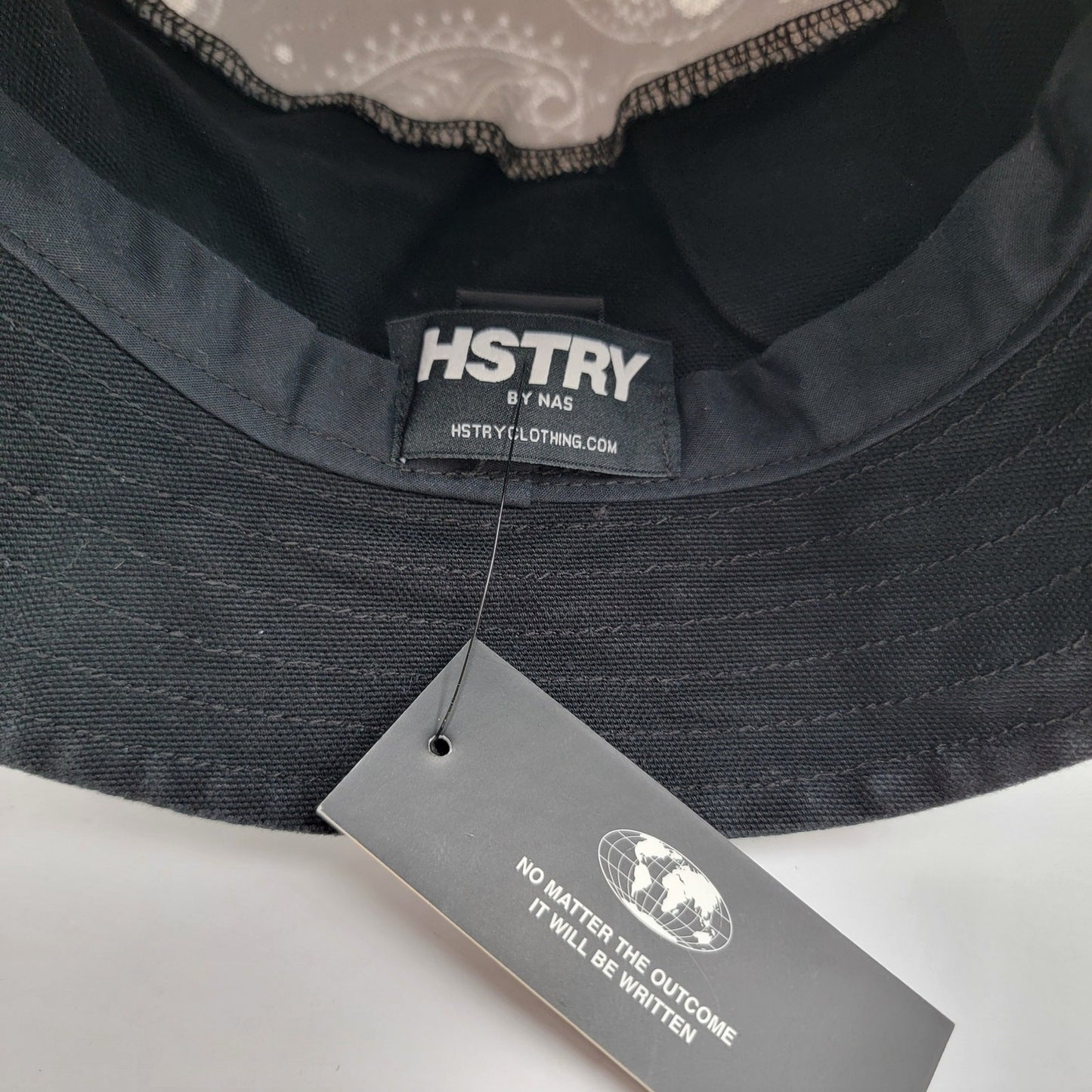 HSTRY by Nas Bucket Hat Black Paisley Top Embroidered Logo Streetwear L/XL3