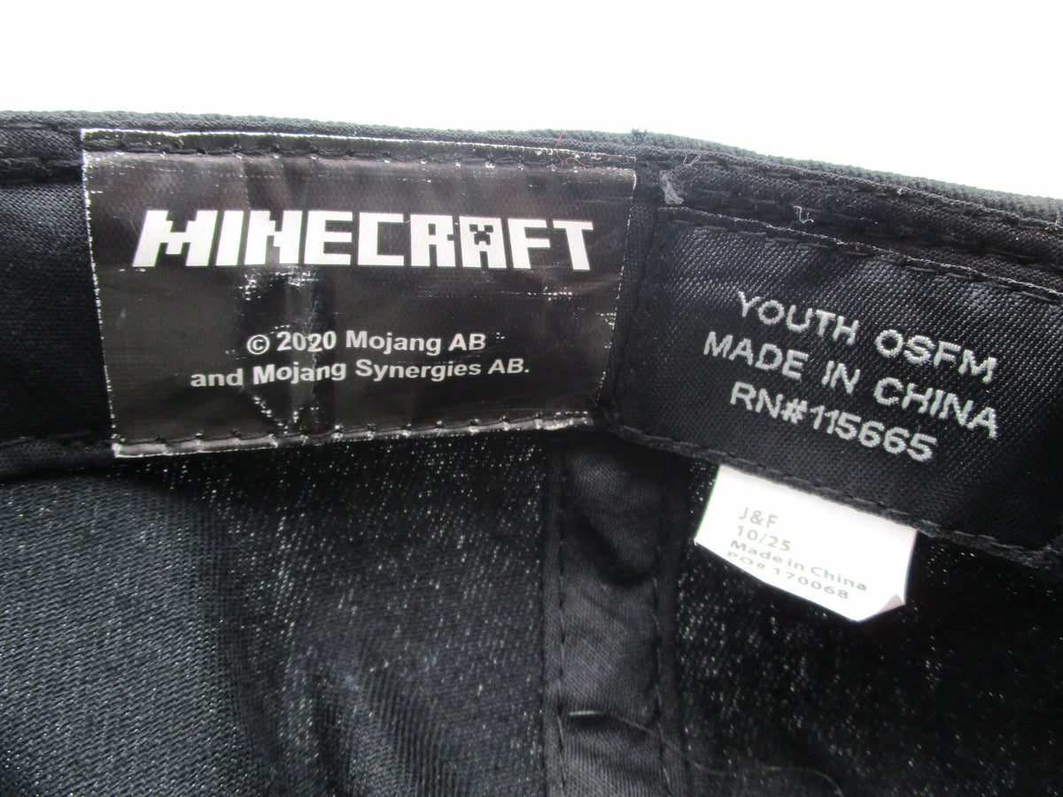 Minecraft Creeper Hat Cap Snap Back Boys One Size Black Green Checkered Graphic11