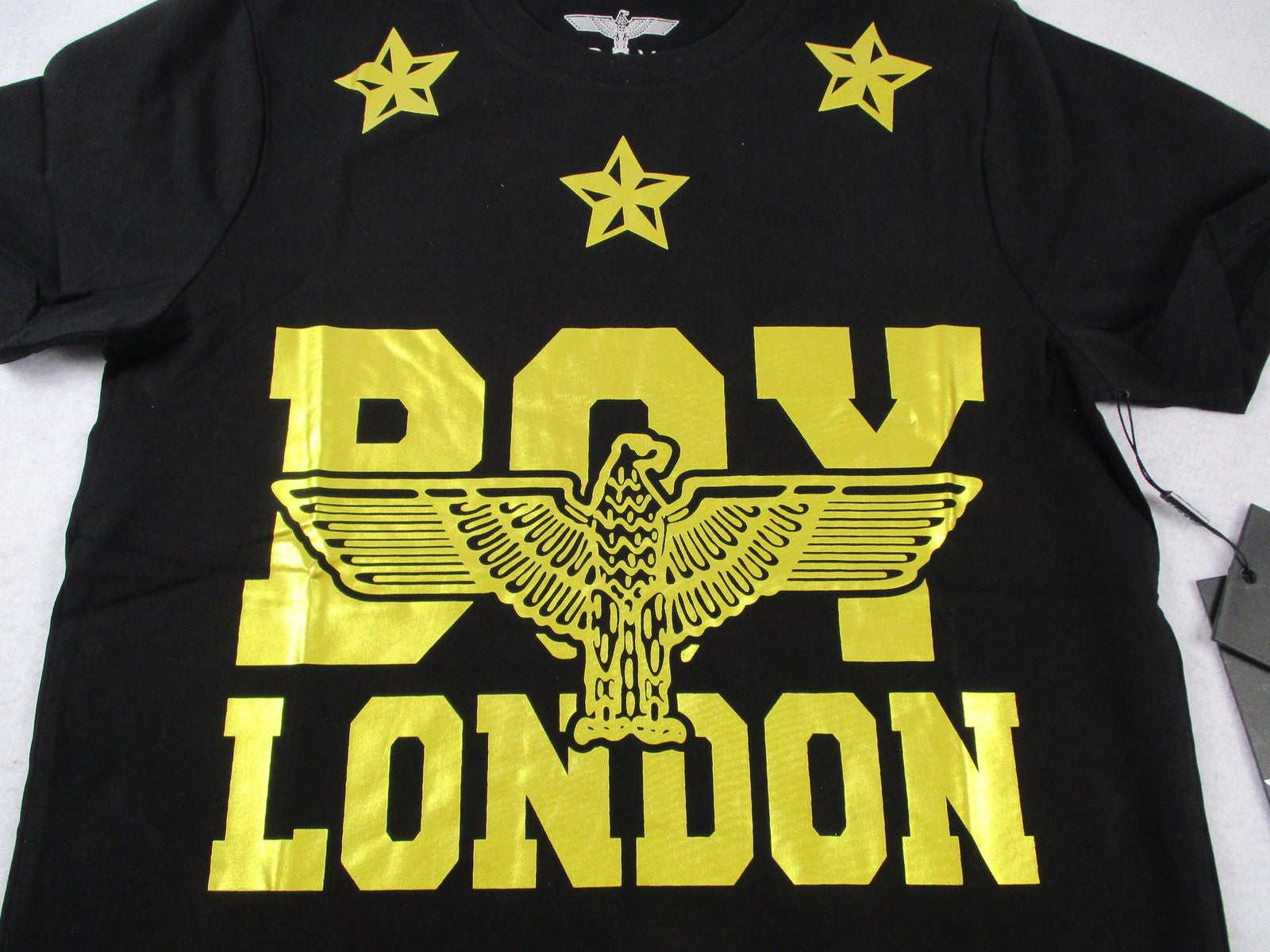 BOY London Shirt Mens Small Black Gold Eagle Logo Graphic Tee Streetwear 13093