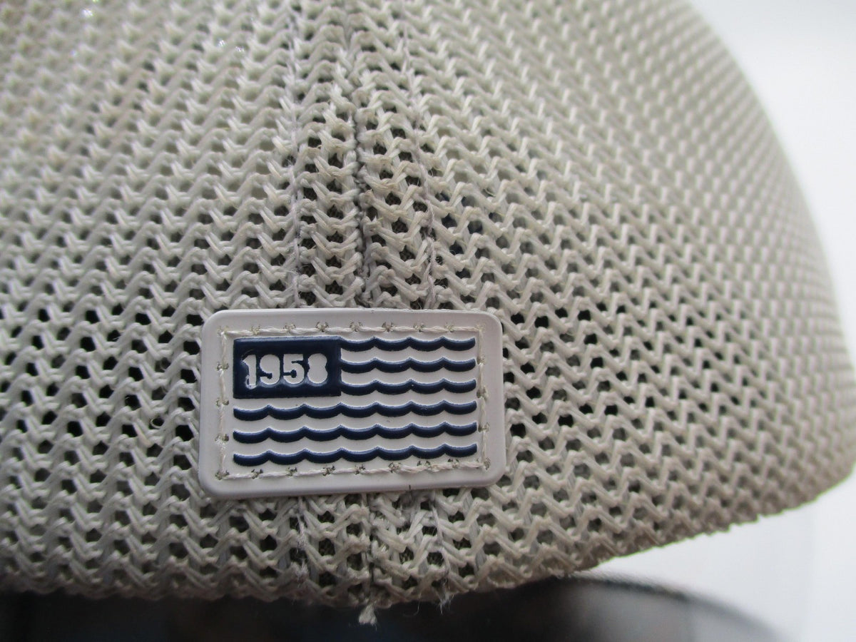 AFTCO Hat Cap Fitted Mens 7 1/8 Beige Mesh Trucker Flexfit Fishing Logo8