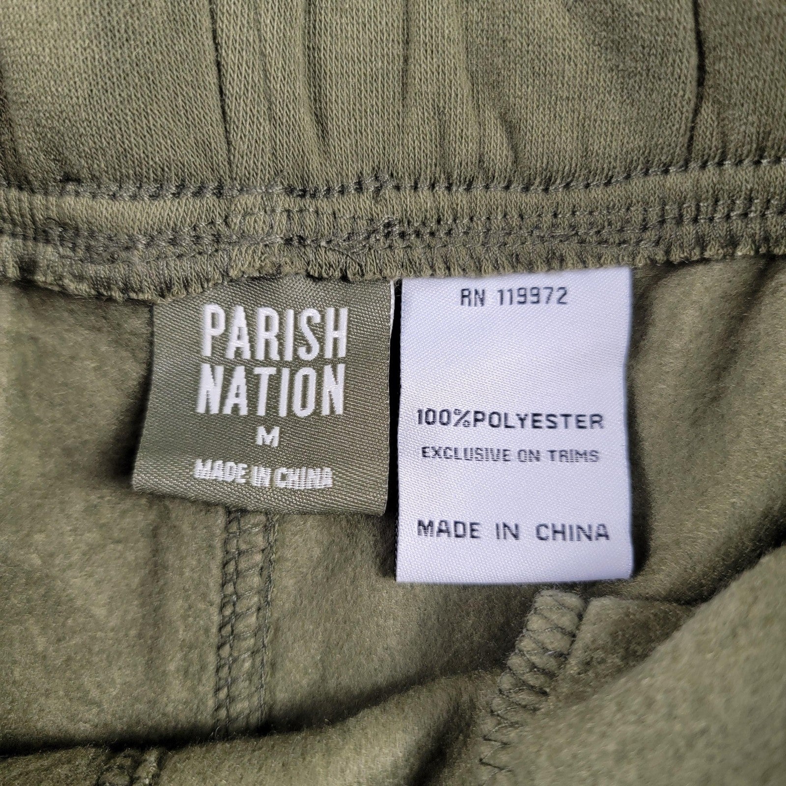 Parish Nation Pants Mens Medium Olive Green Joggers Fleece Side Stripe