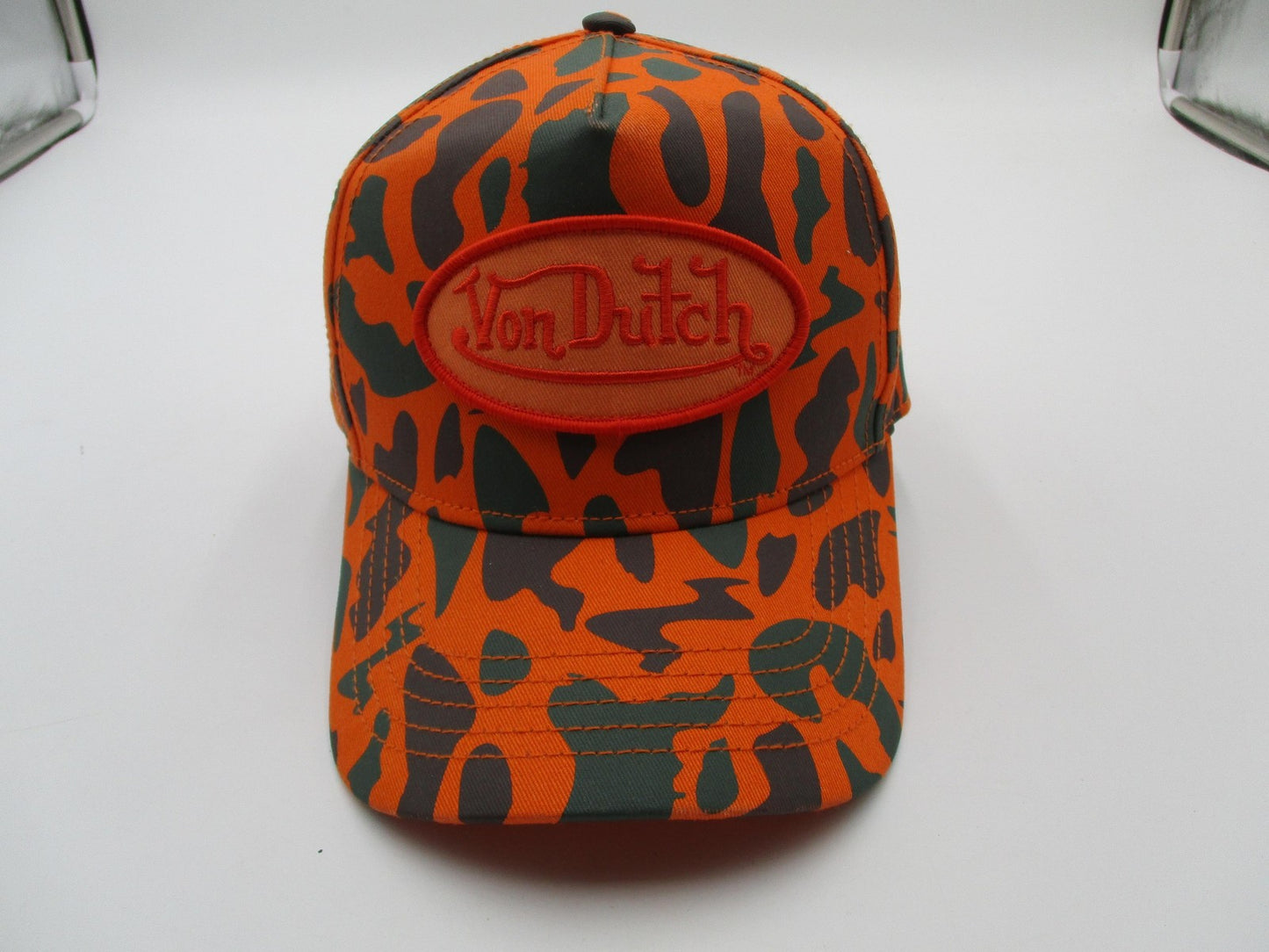 Von Dutch Hat Cap Snap Back Mens One Size Orange Camo Hunting Patch Chris Brown1