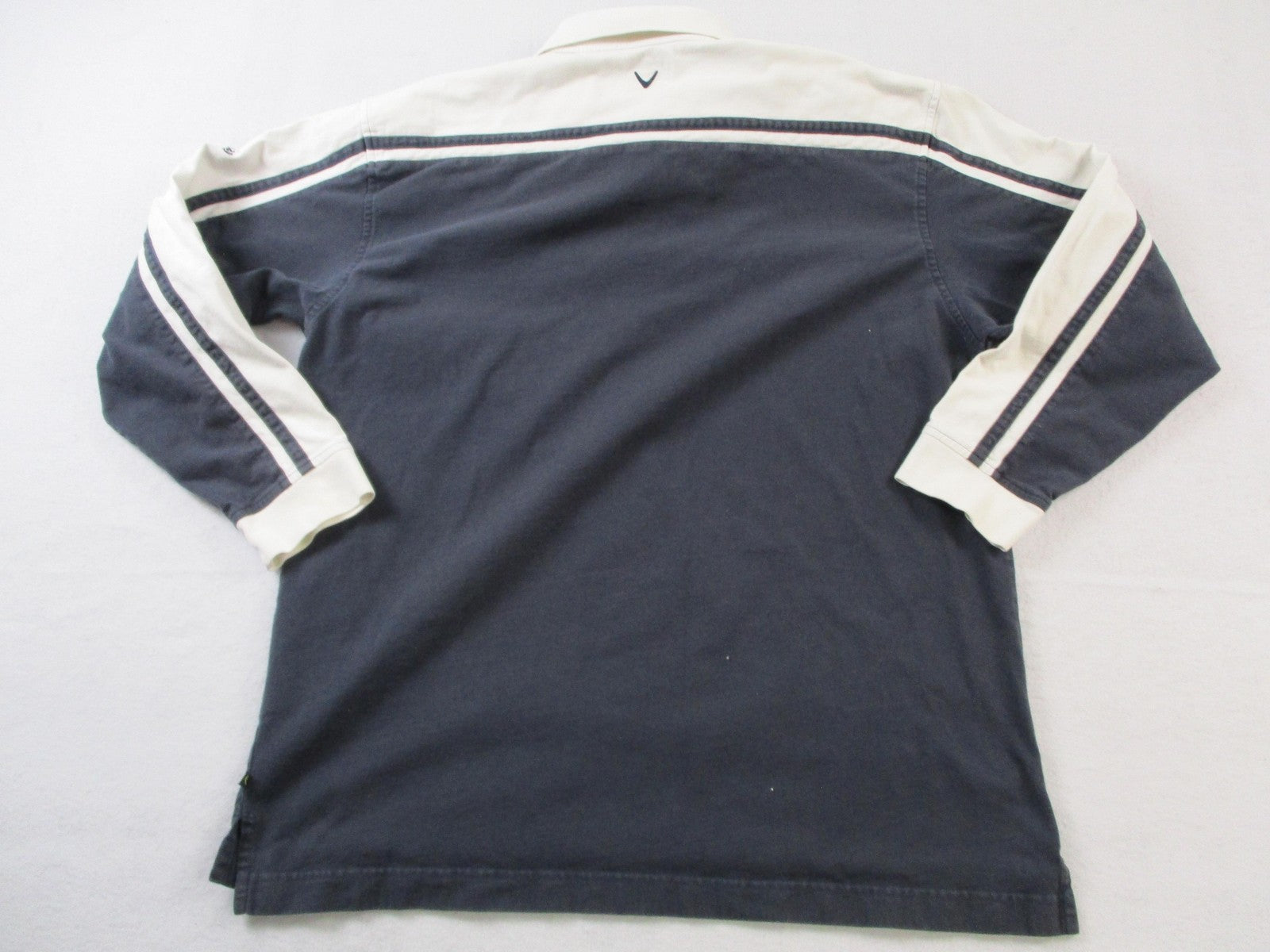 Callaway Golf Sport Polo Shirt Mens XL Blue Long Sleeve Cotton Striped Collared13