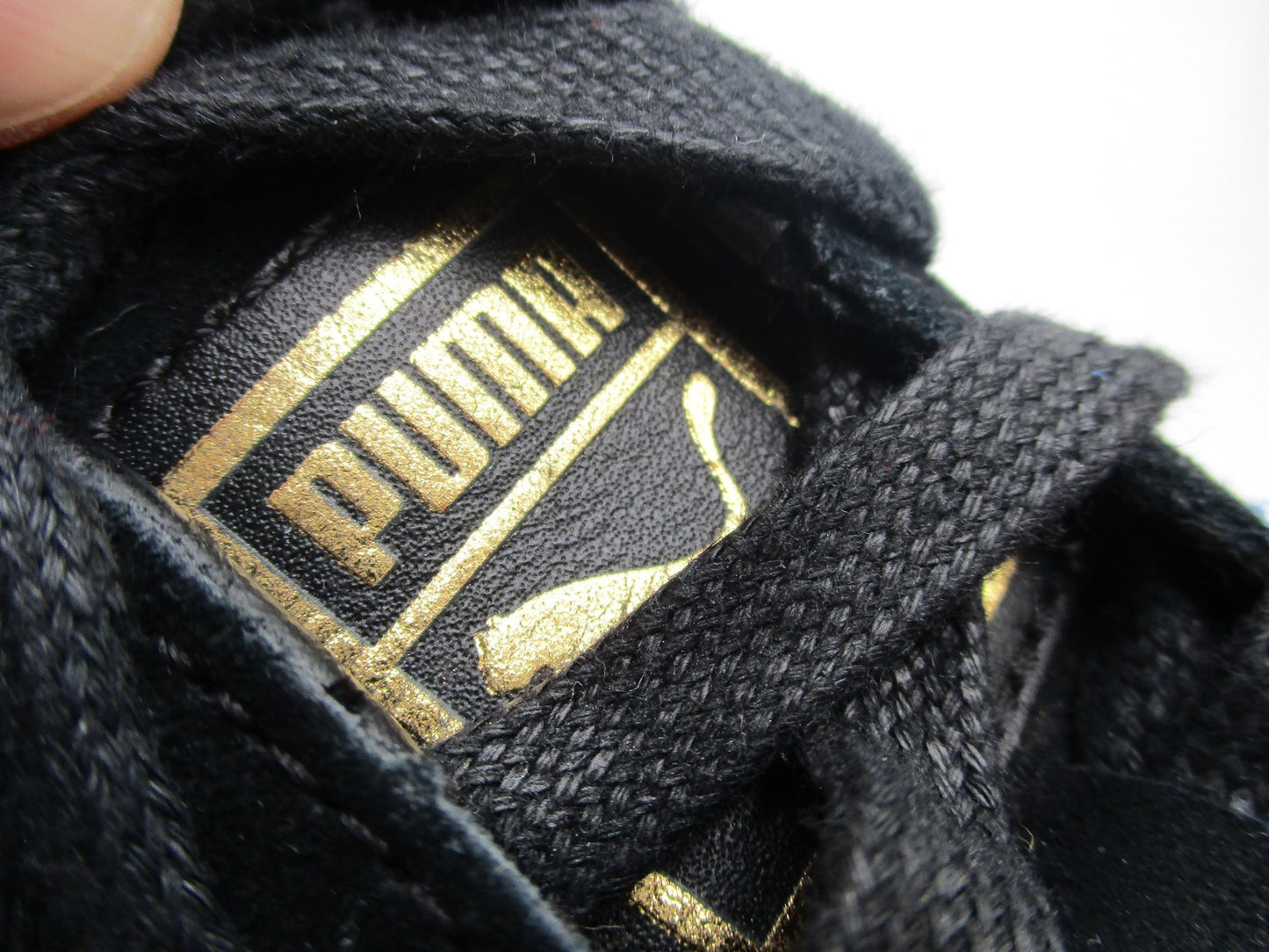 Puma Basket Platform Metallic Shoes Womens Size 8.5 Black Gold Toe 36222202 1R816