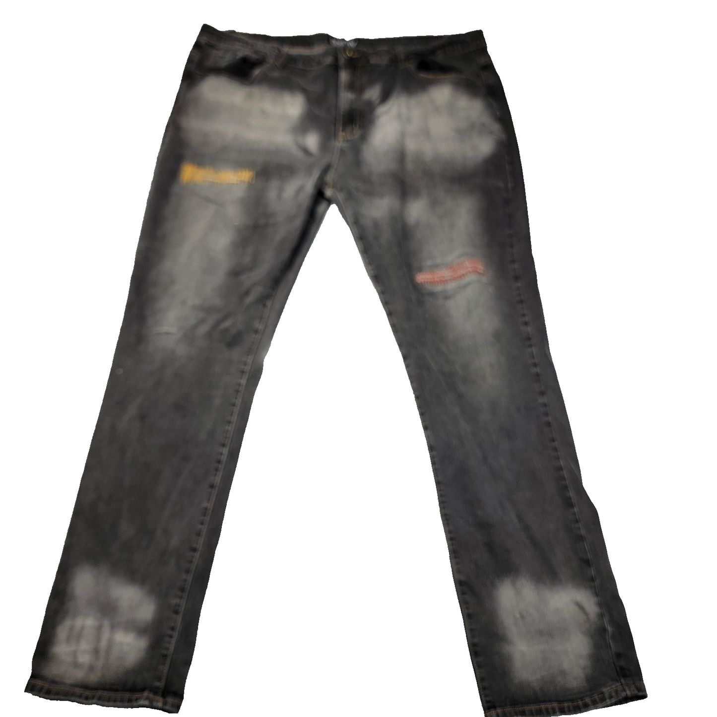 Born Fly Jeans Men 44 Black Gray Distressed Repair Patch Stretch Streetwear 12040