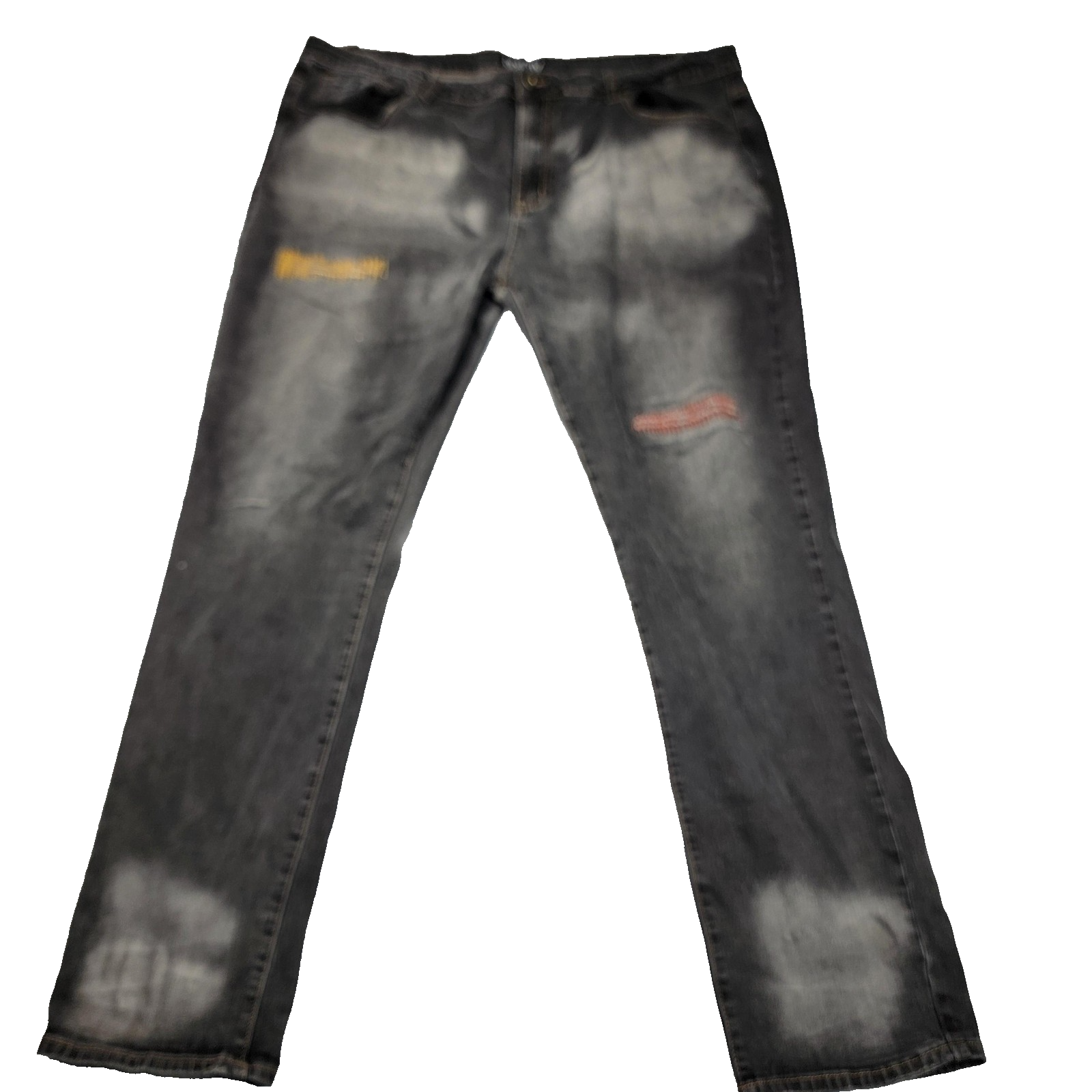 Born Fly Jeans Men 44 Black Gray Distressed Repair Patch Stretch Streetwear 12040