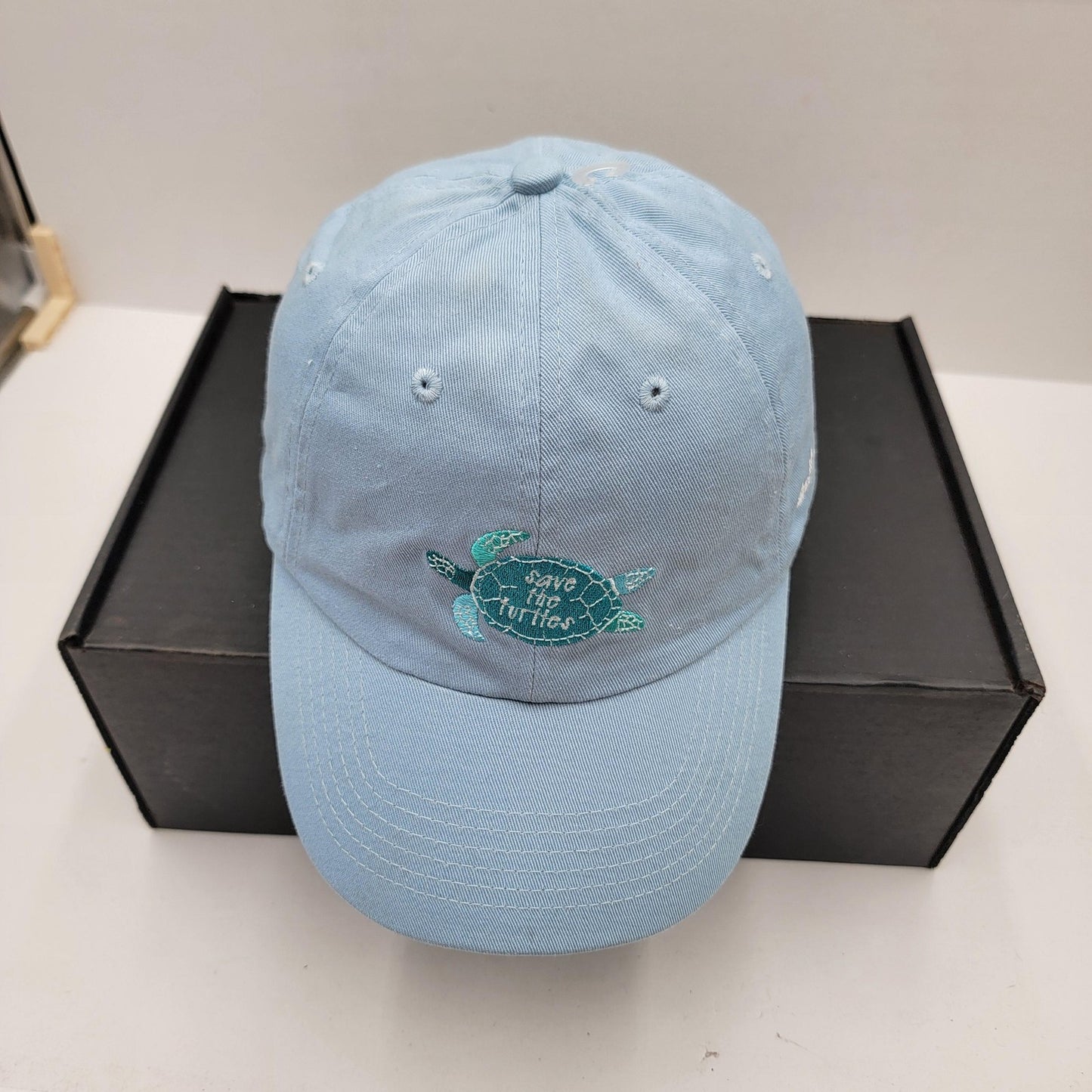 Shedd Aquarium Hat Cap Strap Back Light Blue Embroidered Save The Turtles Mens2
