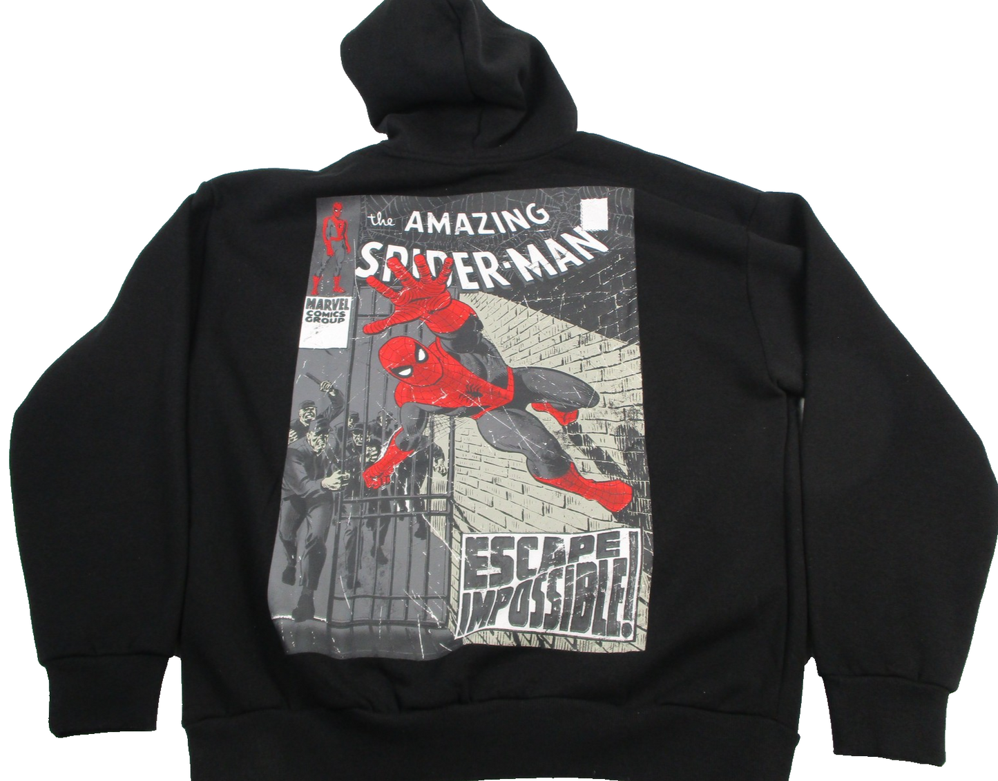 Marvel Hoodie Mens Large Black Amazing SpiderMan Graphic Pullover New 1333