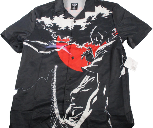 Forever 21 Afro Samurai Shirt Mens Small Black Anime Graphic Button Up 13180