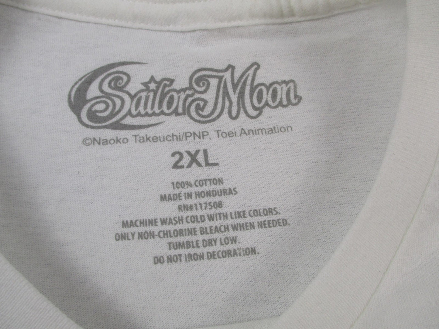 Sailor Moon Shirt Mens 2XL White Graphic Anime Cartoon Tee 100% Cotton 1352533