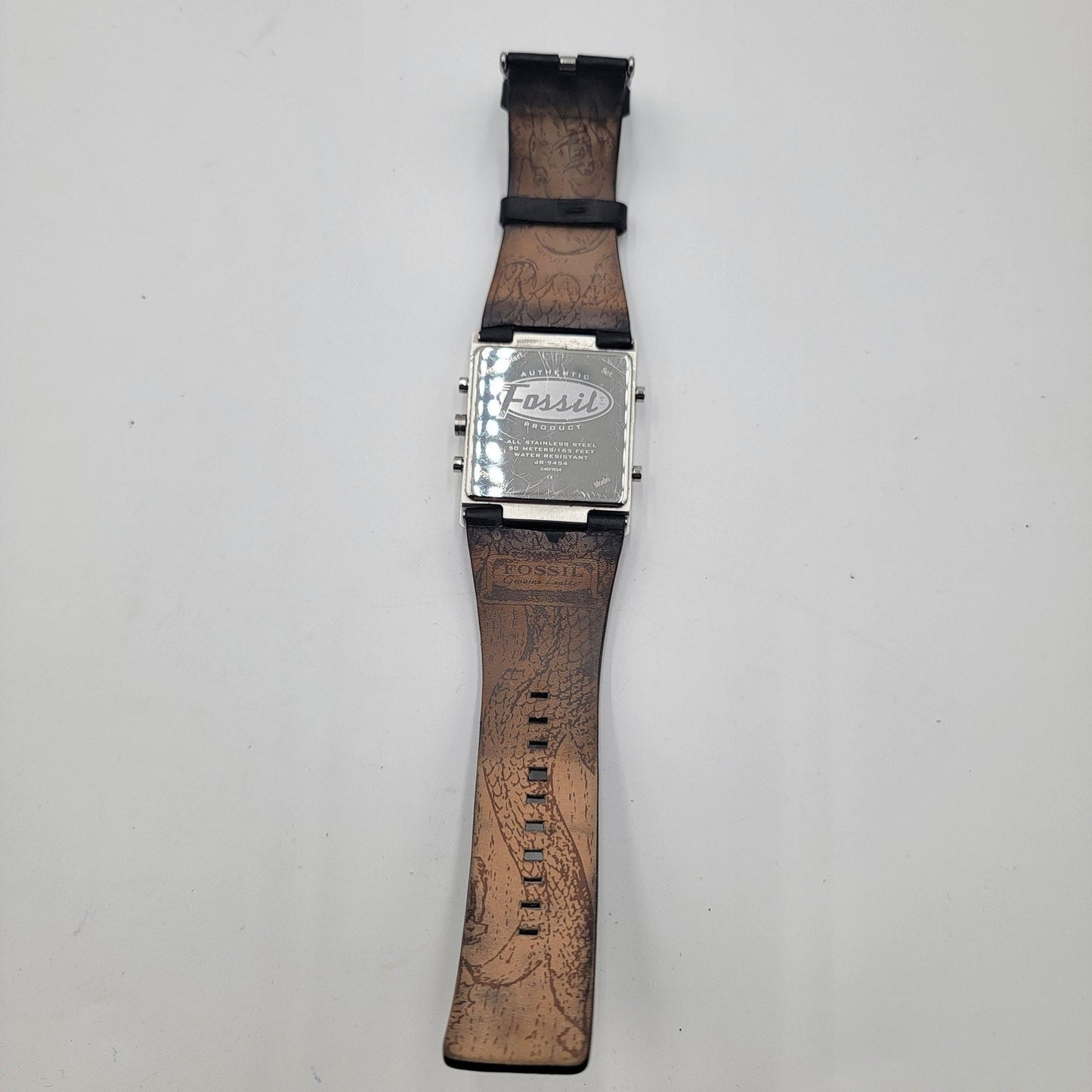 Fossil JR9454 Square Watch Black Dial Leather Strap Untested May Not Run4