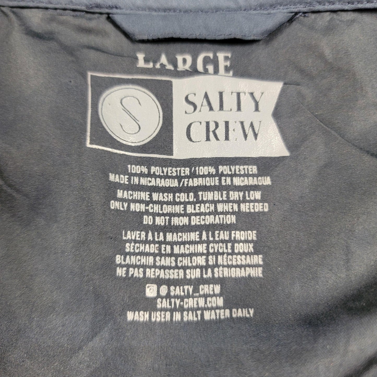 Salty Crew Jacket Unisex Large Blue Hooded Windbreaker Fishing Outdoor