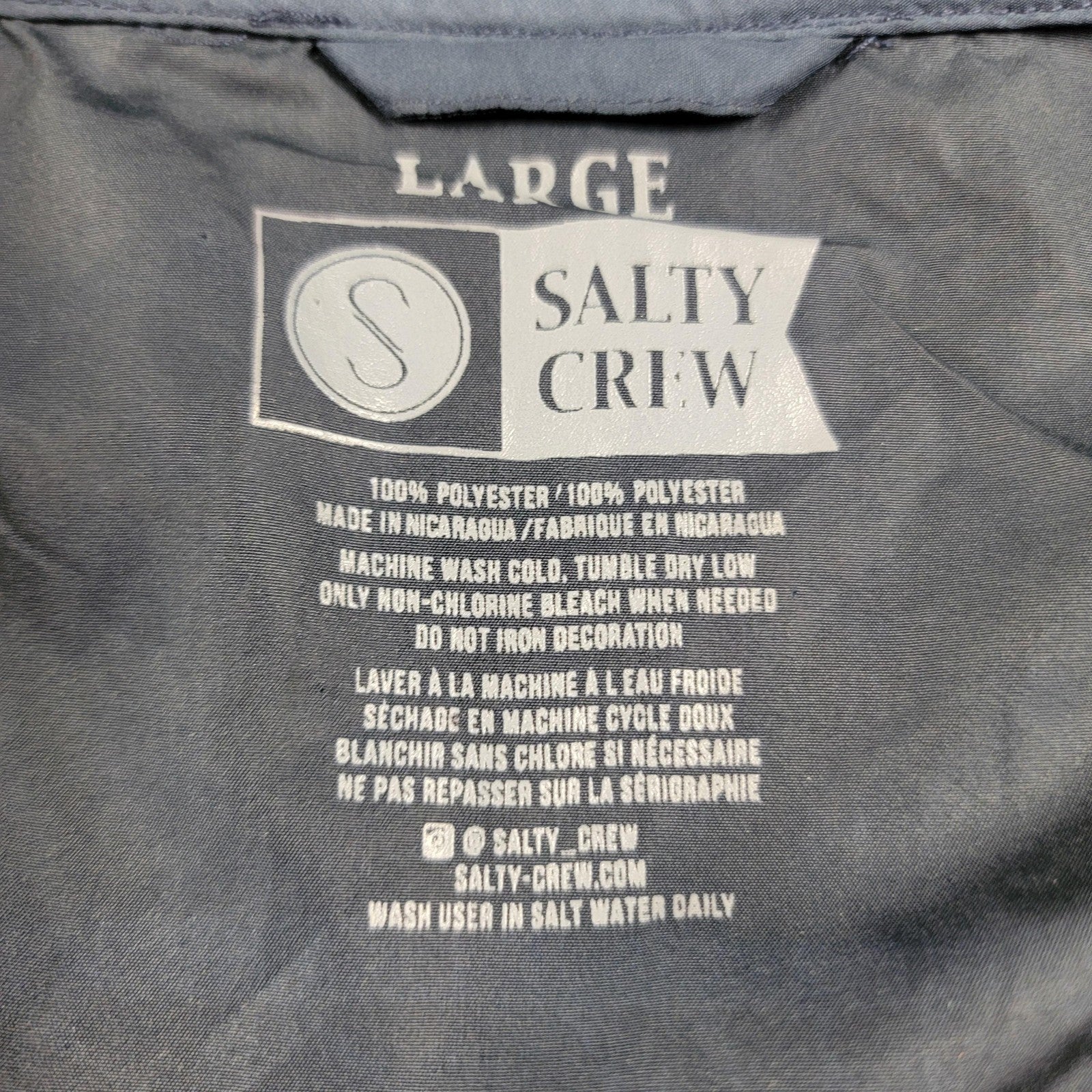 Salty Crew Jacket Unisex Large Blue Hooded Windbreaker Fishing Outdoor