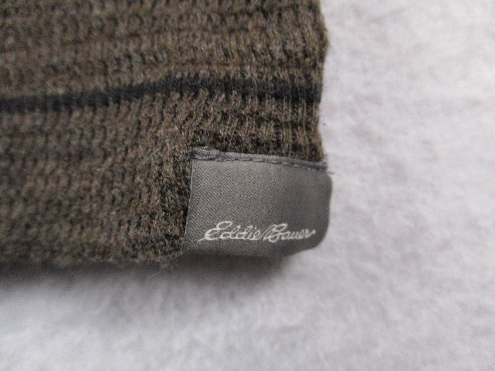 Eddie Bauer Sweater Mens 2XL Brown Thermal Stripe Waffle Knit Pullover2