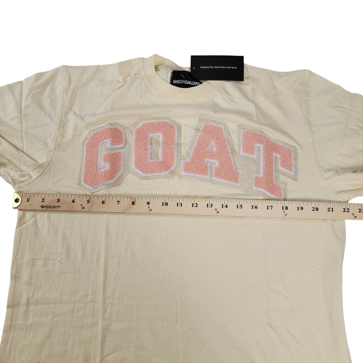 SneakGallery GOAT Short Sleeve Crewneck Jogger Sweat Set Mens L Cream NWT9