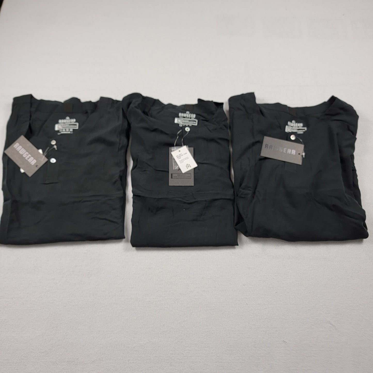 Raw Gear Mens Black Henley Sleep Shirt Sz 2XL Bundle of 3