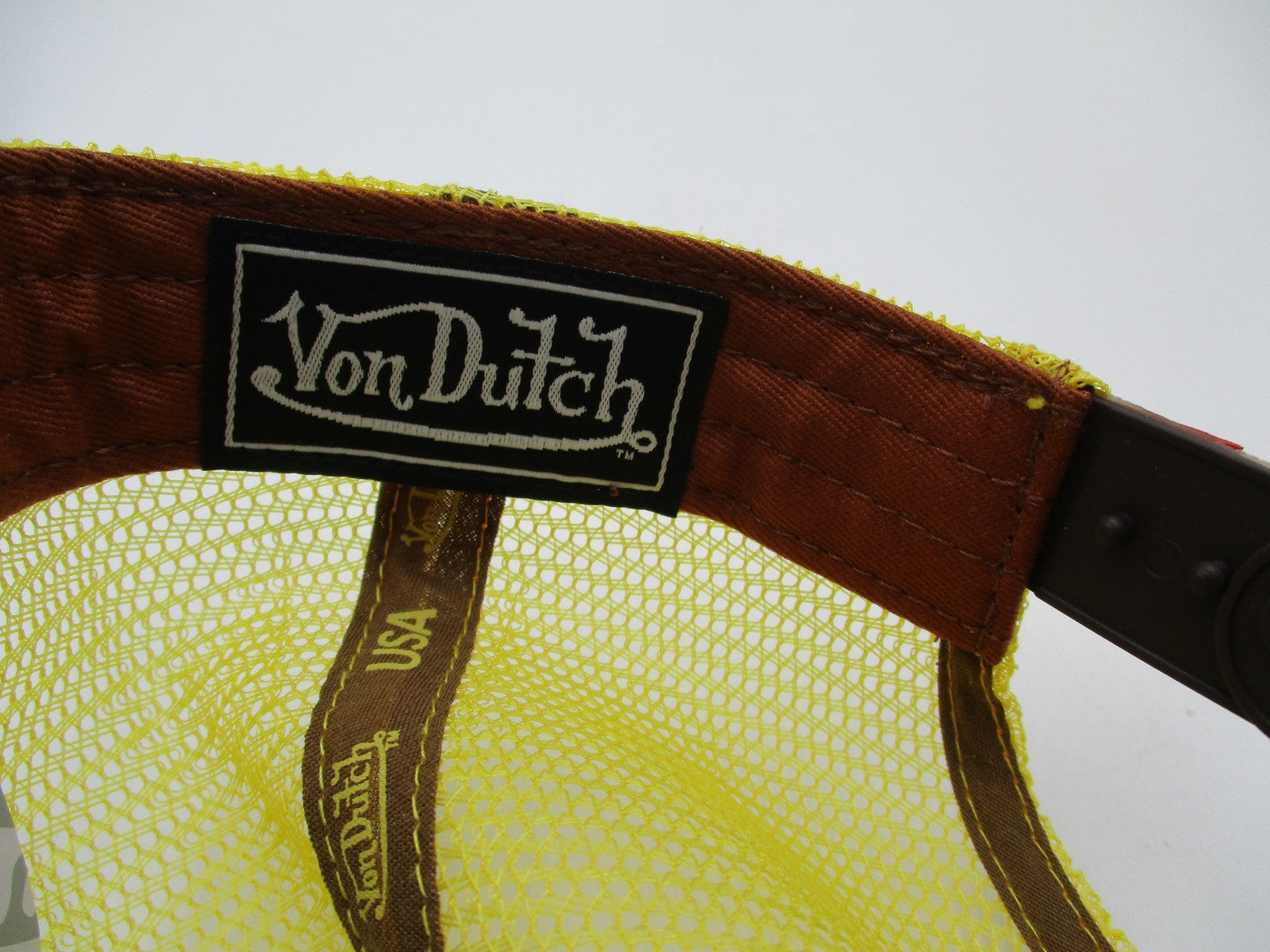 Von Dutch Hat Cap Snap Back Mens One Size Orange Yellow Camo Trucker Mesh7