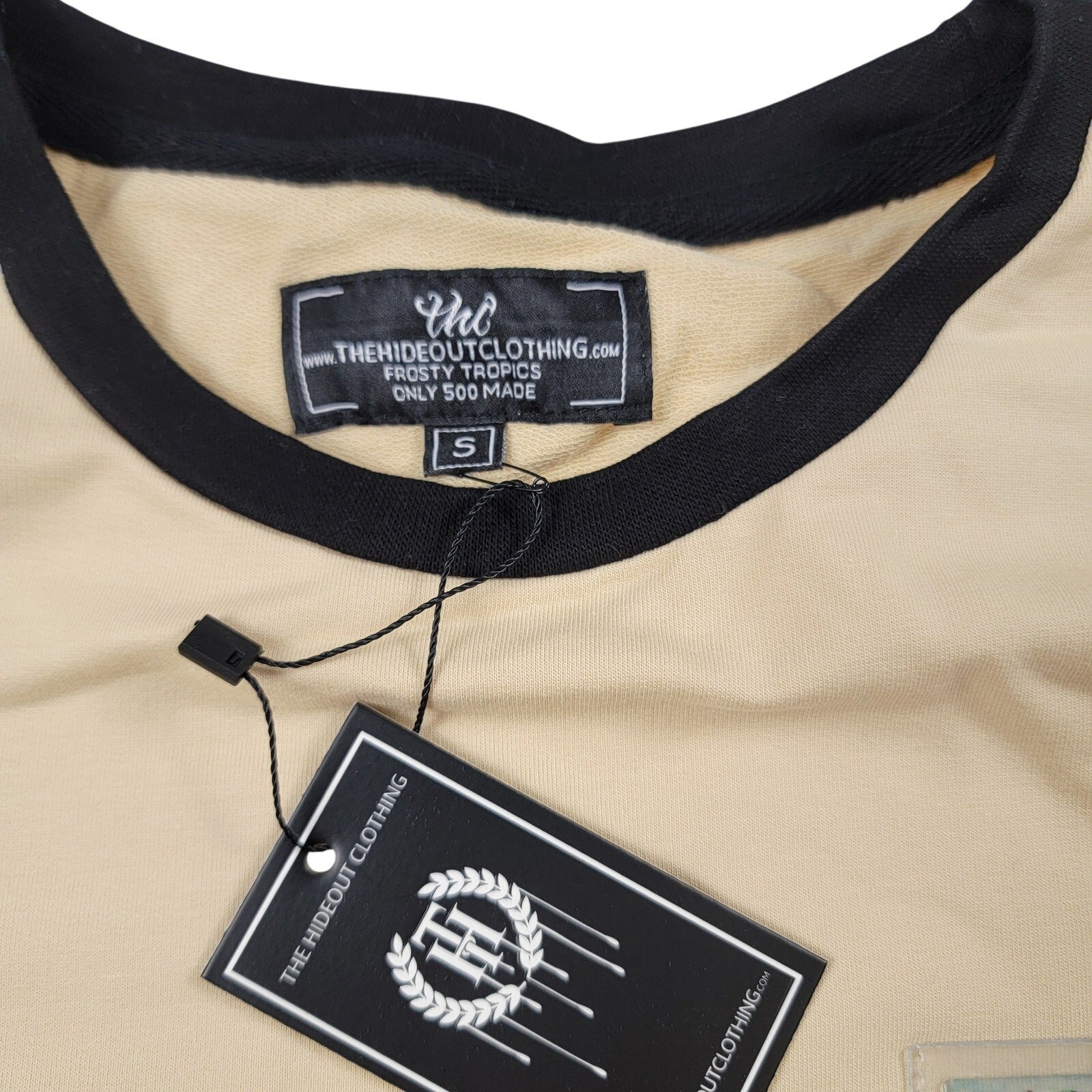The Hideout Clothing Mens S Beige Graphic Tee Never On Your Friends NWT 7847883