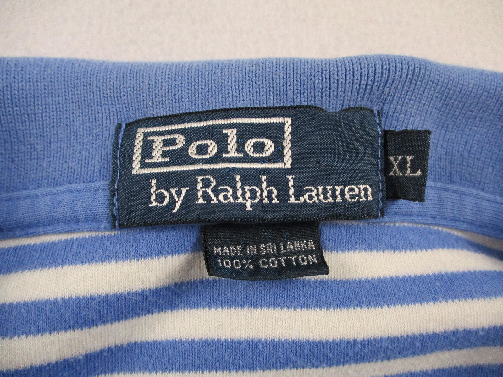 Polo By Ralph Lauren Polo Shirt Mens XL Blue White Striped Cotton Logo Casual2