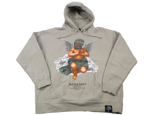 Hasta Muerte Hoodie Men 2XL Tan Hustle Daily Praying Angel Get Money Graphic12150
