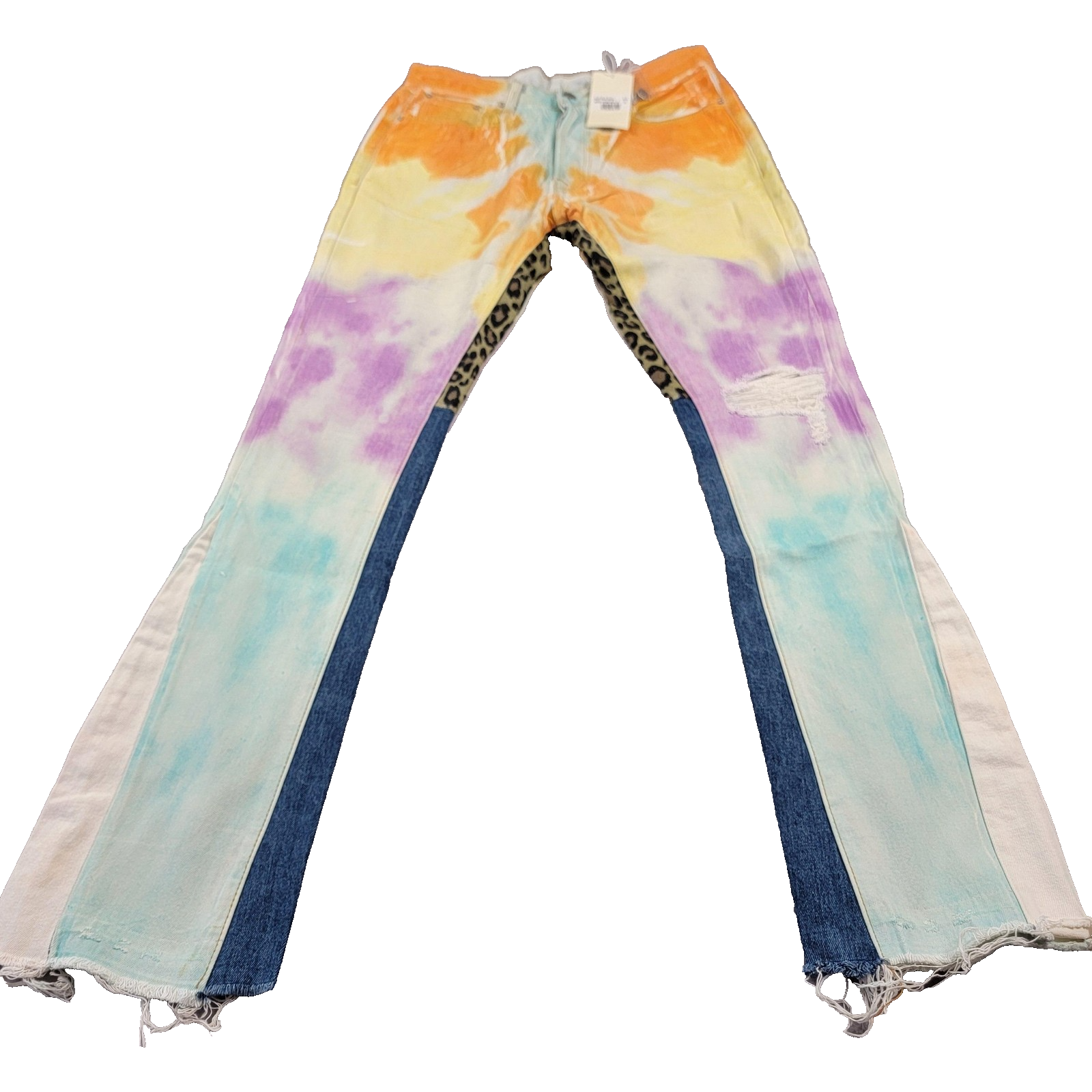 mnml B412 Flare Denim Jeans Womens 31 Tie Dye Multicolor Distressed Flared