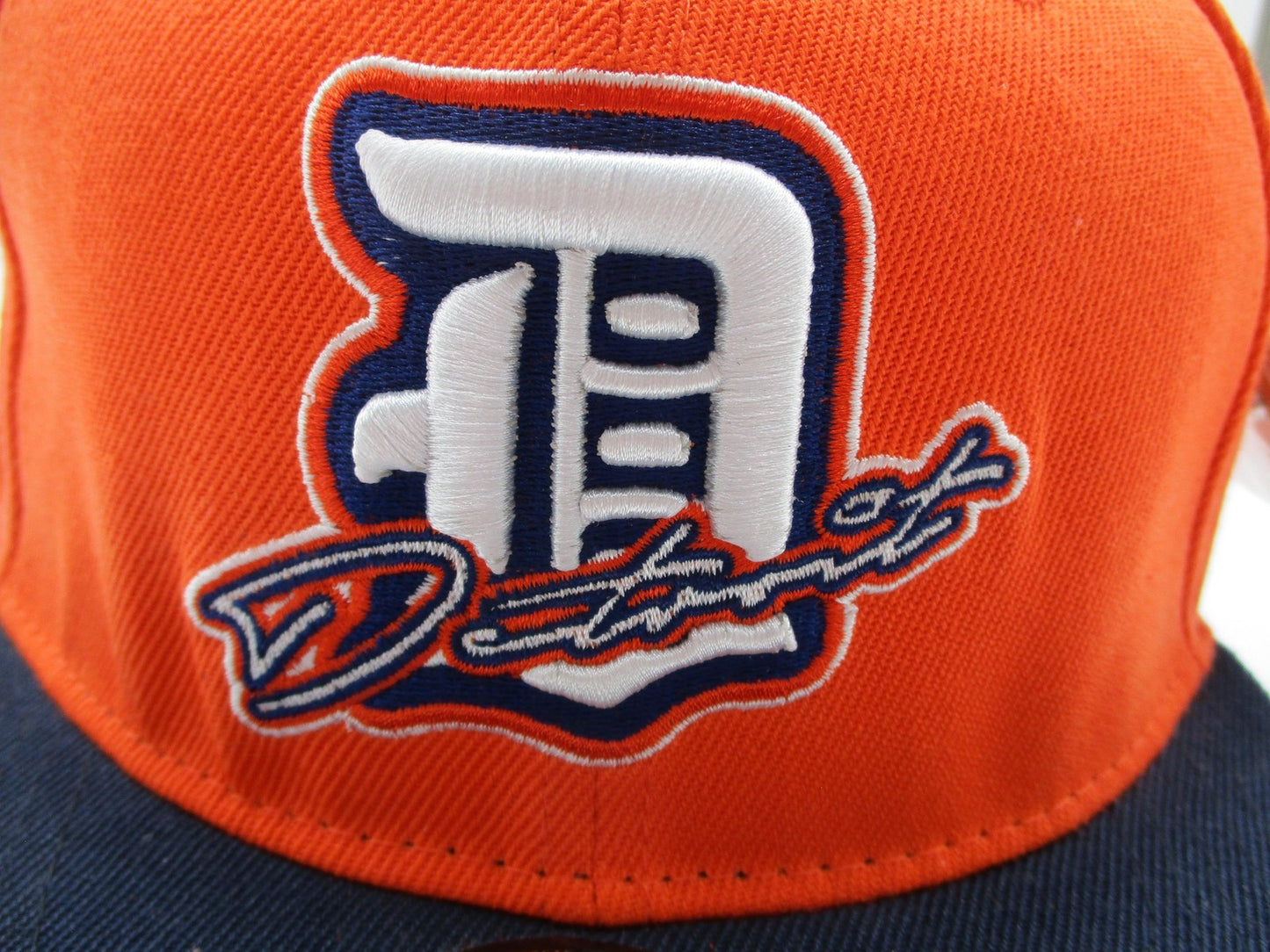 Detroit Stars Hat Cap Fitted Mens 7 Orange Navy Negro Leagues Baseball Headgear5