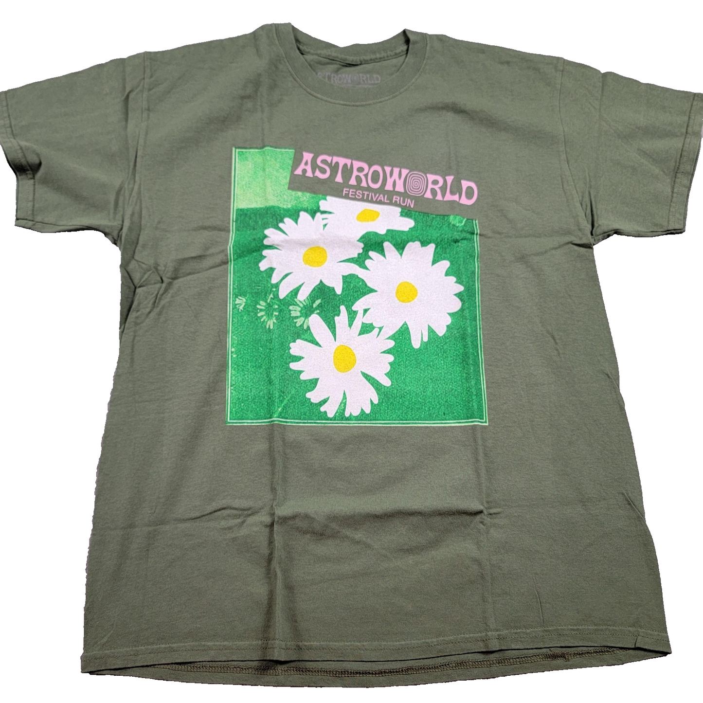 Astroworld Shirt Unisex Medium Green Travis Scott Festival Run Daisy Graphic Tee0