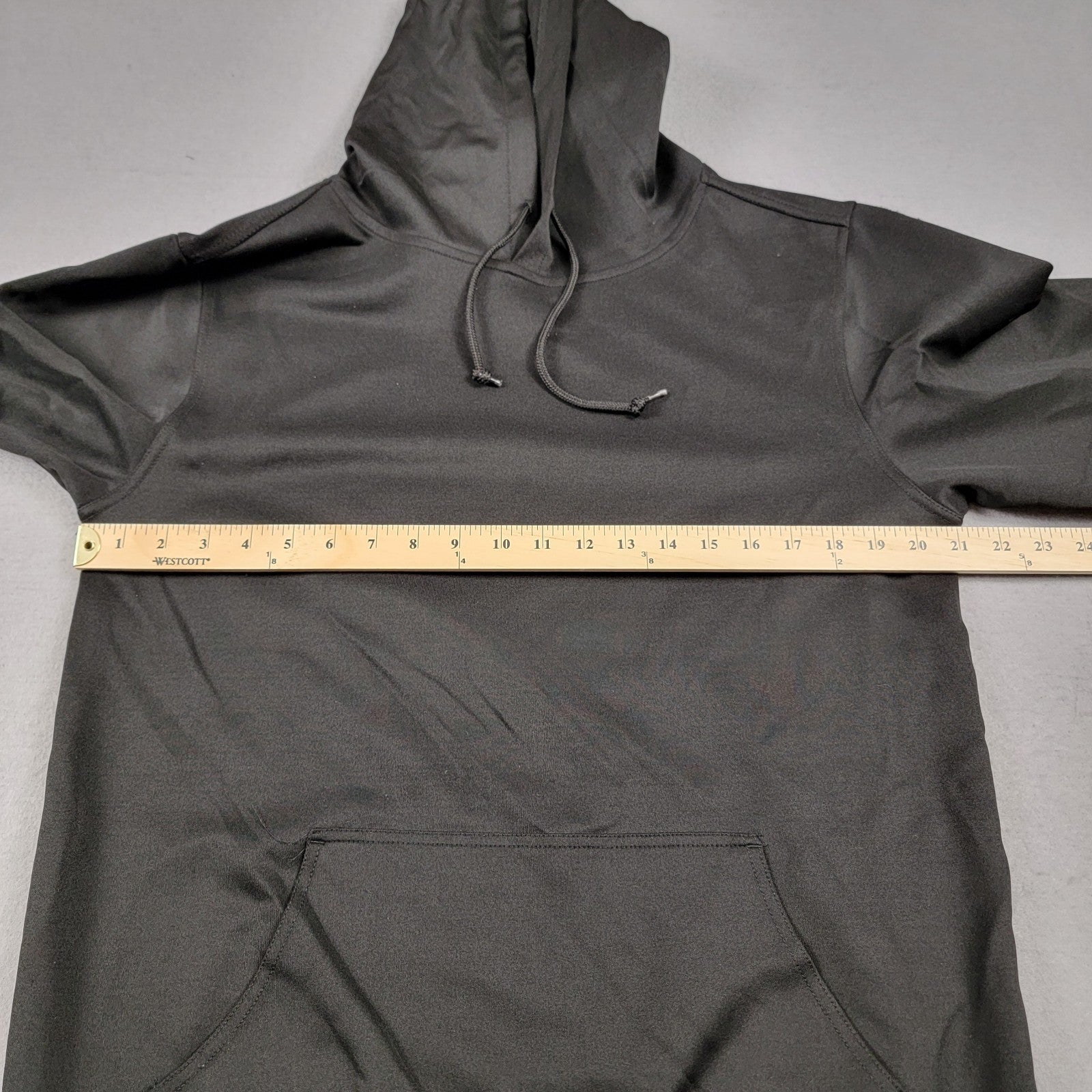CRISP Black Performance Hoodie Large Stretch Pullover Minor Flaw Polyblend