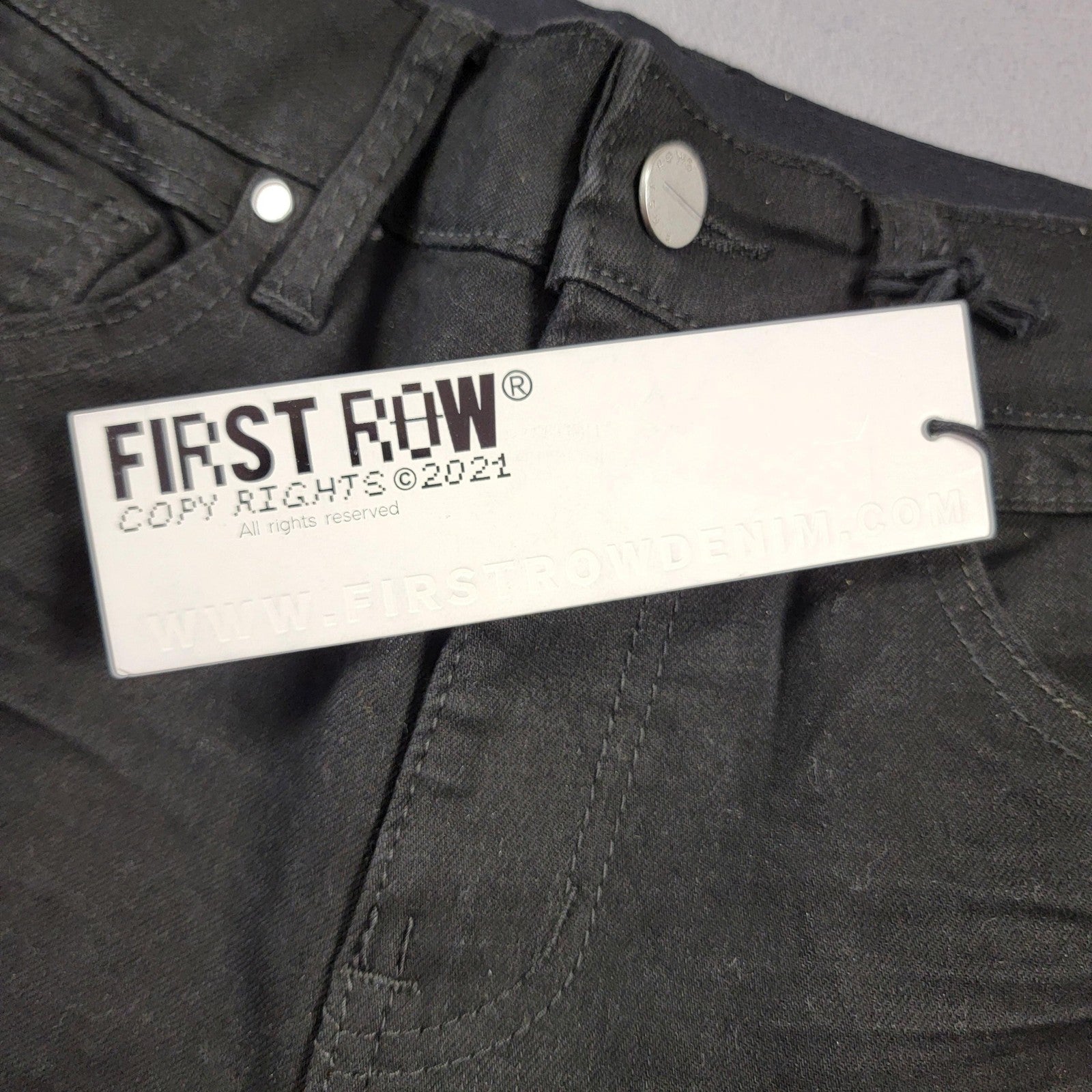 First Row Racing Pants Youth Med Black Stone Denim Patches Fast Crew Winner 9202
