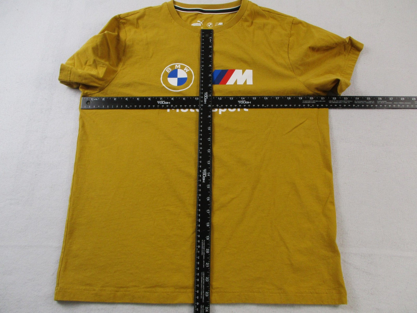 BMW M Motorsport Shirt Mens Large Yellow Puma Racing Graphic Crewneck Tee 15936