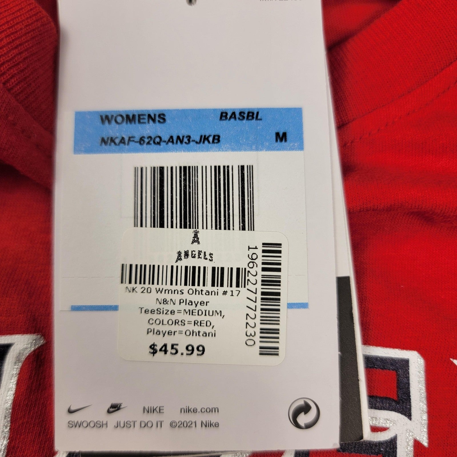 Los Angeles Angels Shirt Womens Medium Red MLB Baseball Nike Ohtani 17