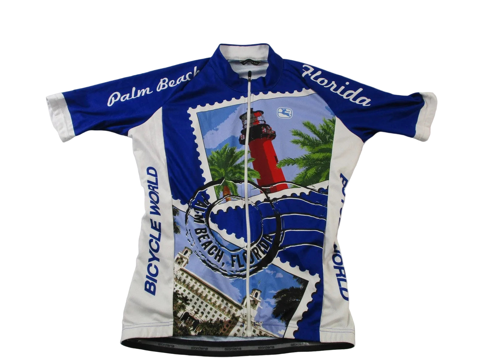 Giordana Palm Beach Cycling Jersey Mens Small Zip Bicycle World Lighthouse Top0
