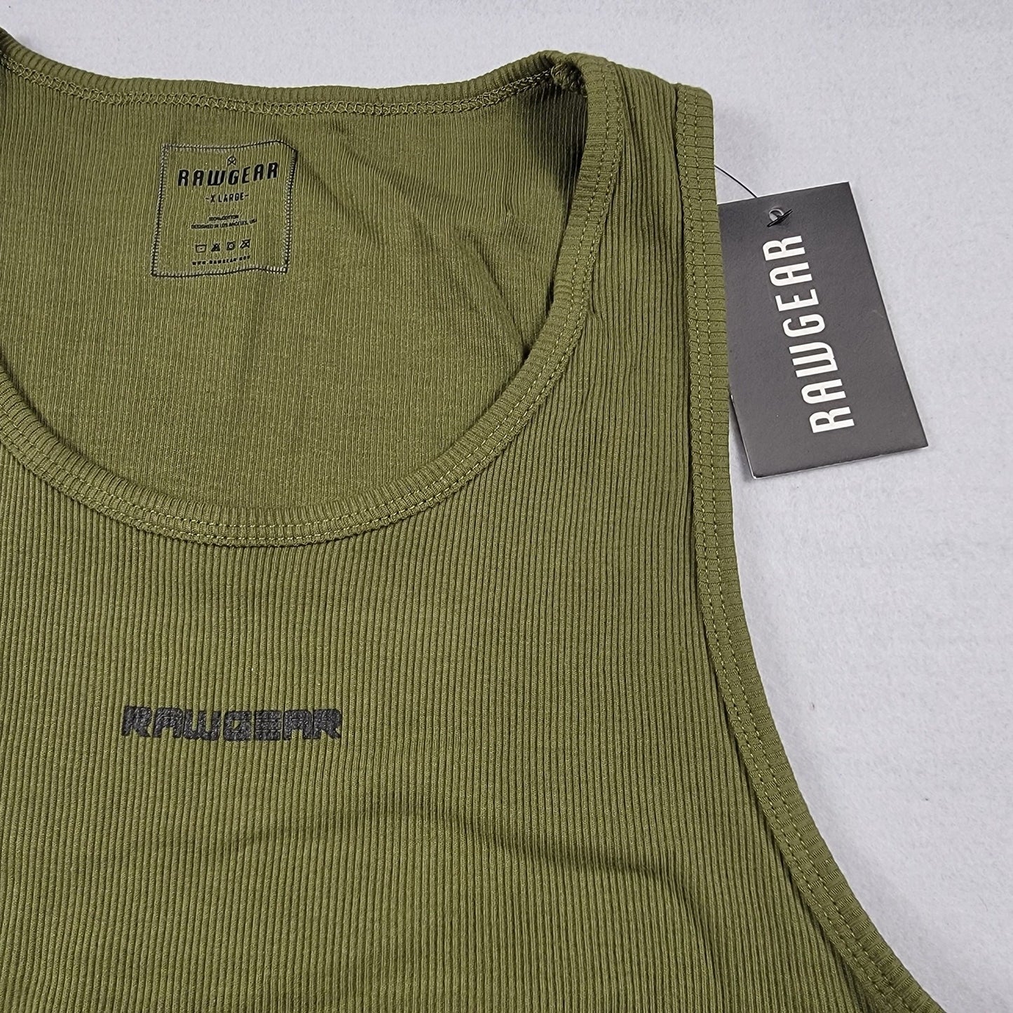 RawGear Ribbed Tank Top Olive Green Men’s XL New With Tags 100% Cotton