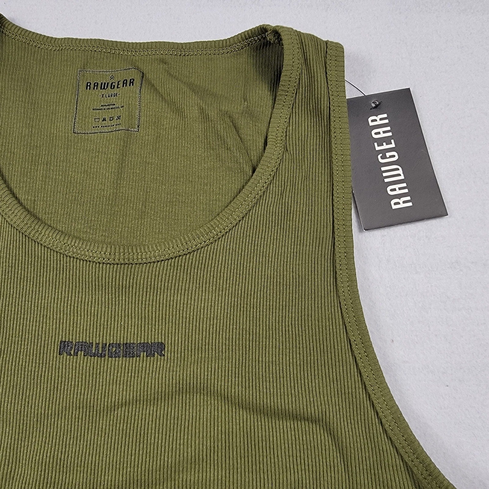 RawGear Ribbed Tank Top Olive Green Men’s XL New With Tags 100% Cotton