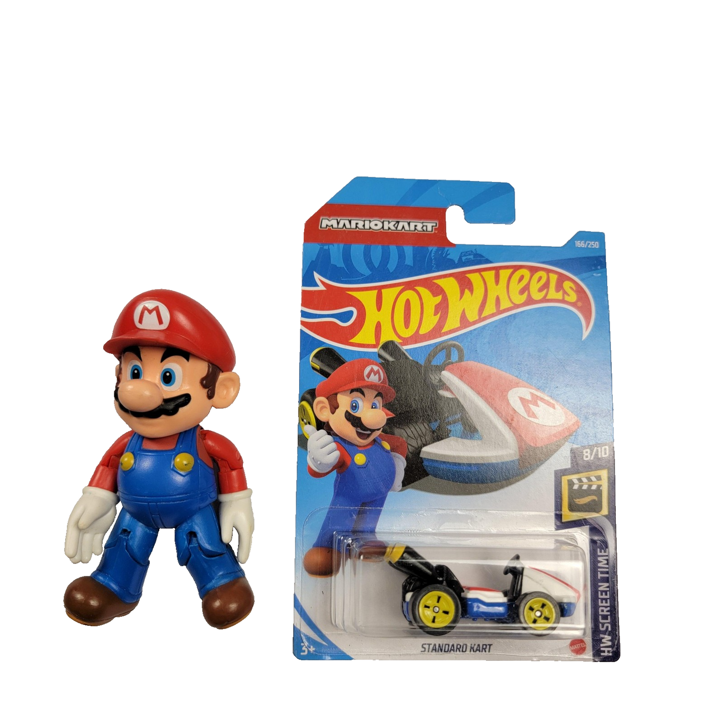 Super Mario Nintendo BundleBlanket 58x46 + Mario Figure + Hot Wheels Kart2