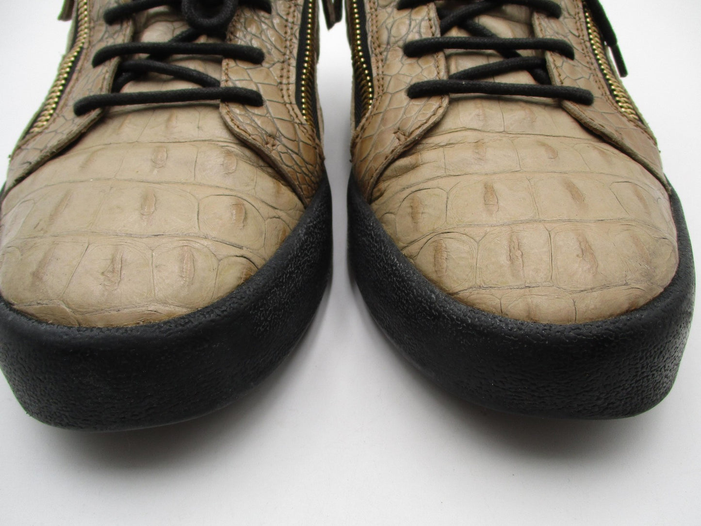 Giuseppe Zanotti Schalfa Shoes Mens Size 13 Beige Croc Zip Leather Sneakers7
